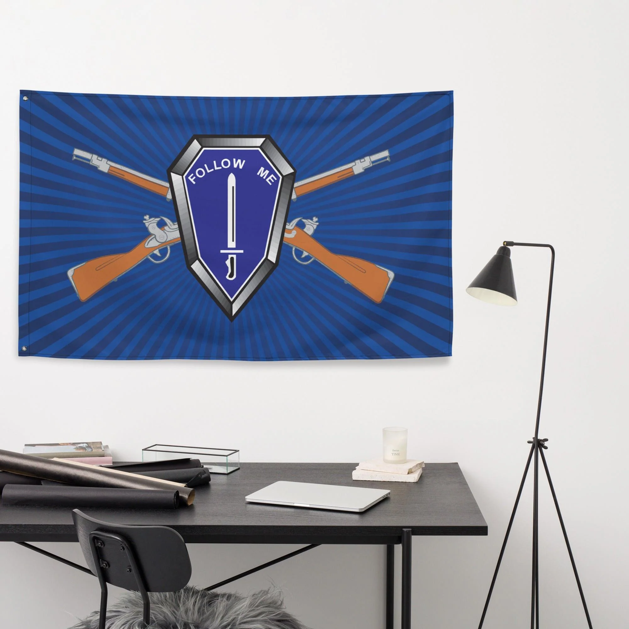 U.S. Army Infantry Branch Crossed Rifles Blue Flag - Image 2