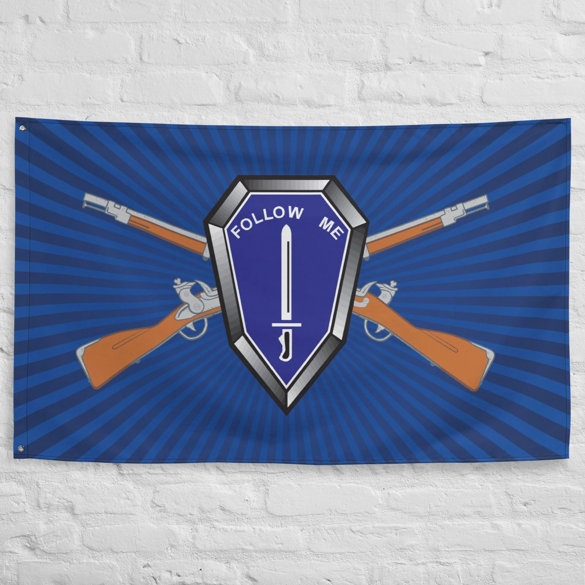 U.S. Army Infantry Branch Crossed Rifles Blue Flag - Image 3