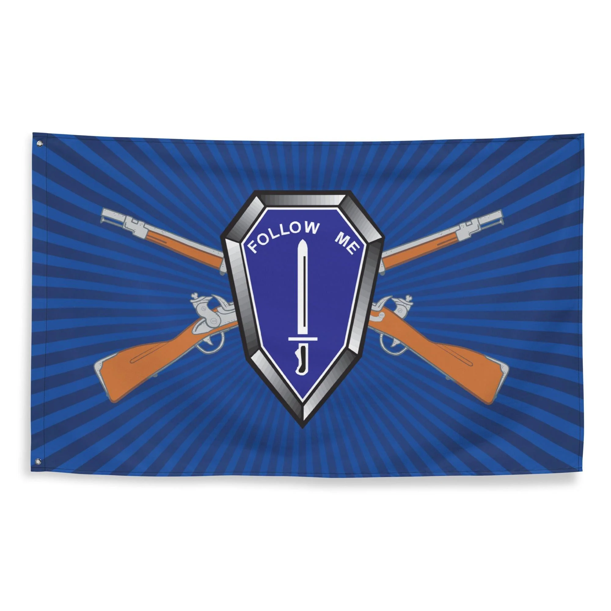 U.S. Army Infantry Branch Crossed Rifles Blue Flag - Image 4