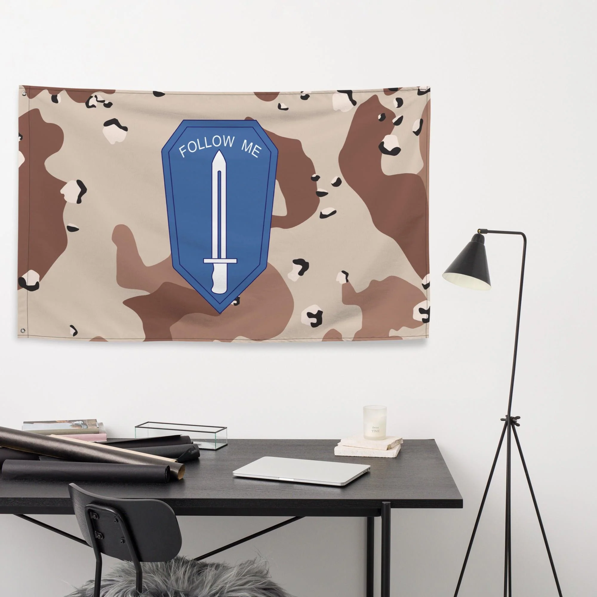 U.S. Army Infantry Branch Follow Me Desert Storm Camo Flag - Image 2