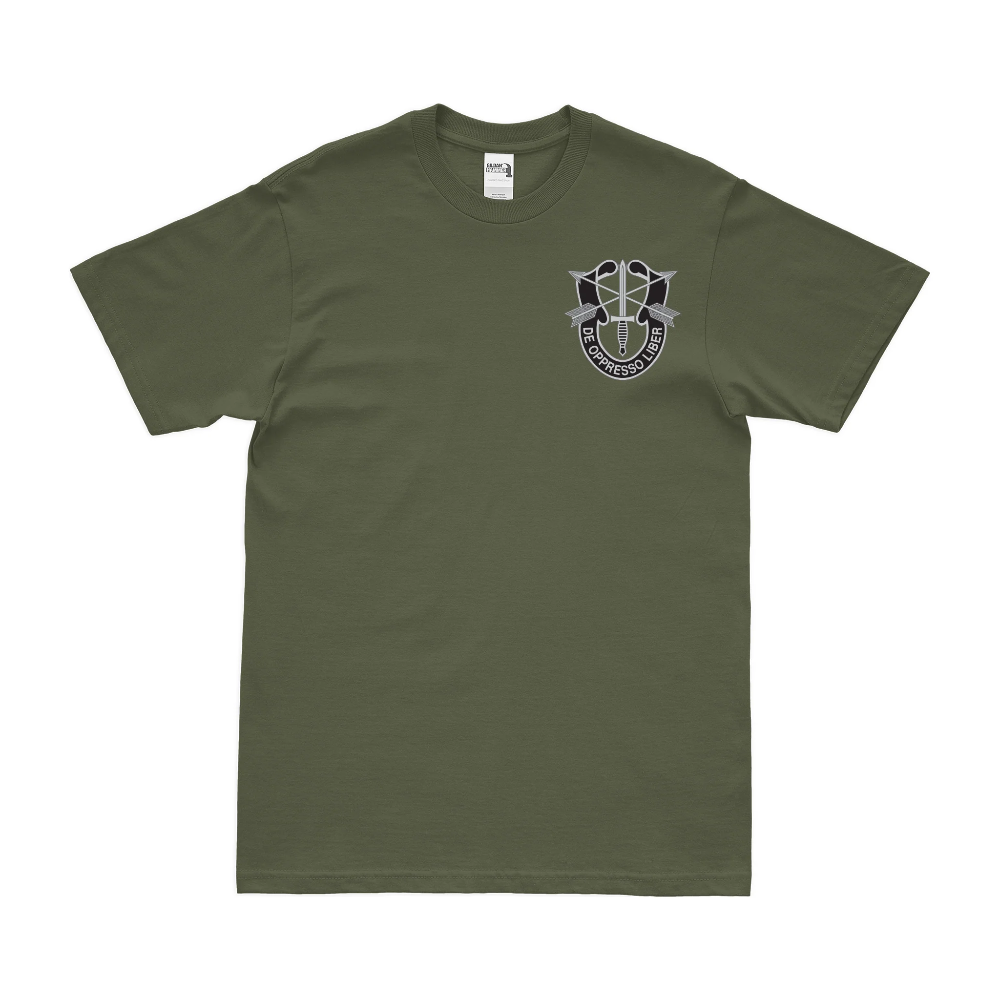 U.S. Army Special Forces De Oppresso Liber Left Chest Emblem T-Shirt - Image 2