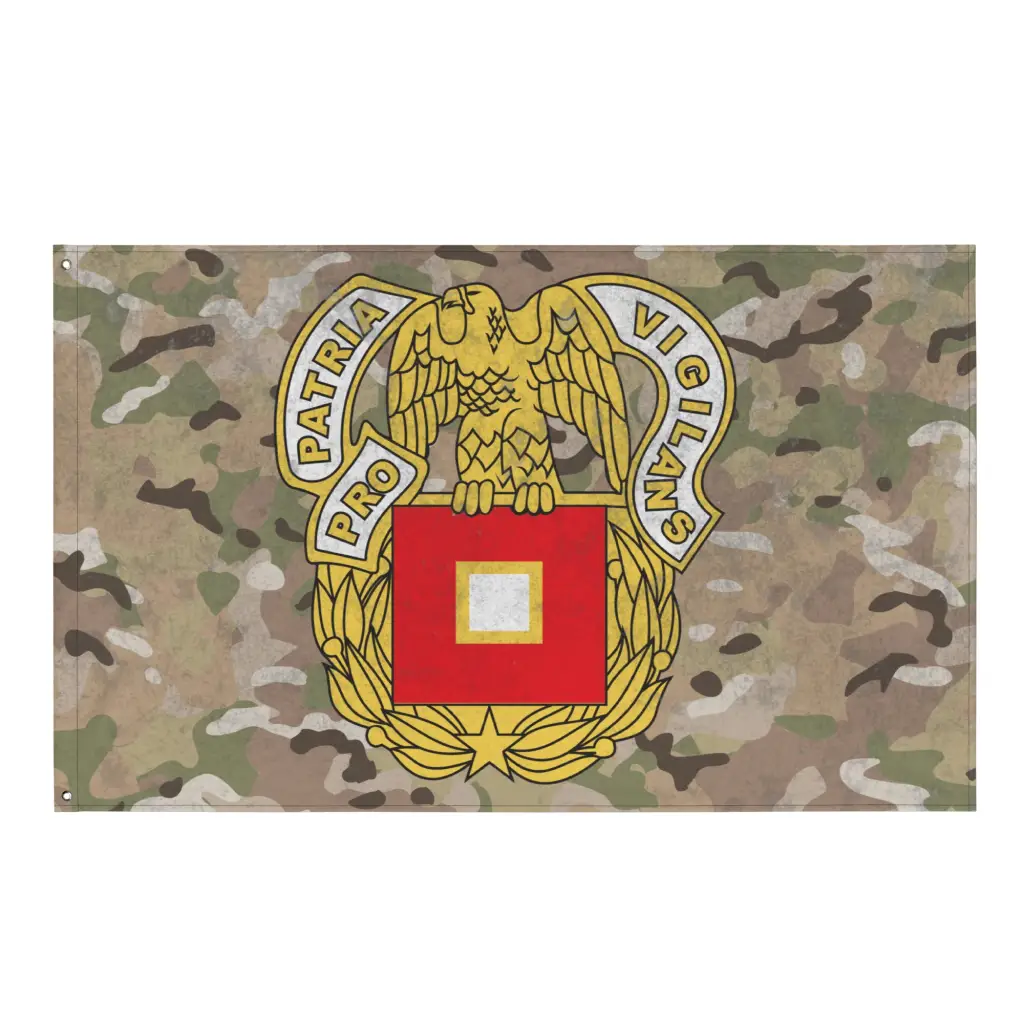 U.S. Army Signal Corps Insignia OCP Camo Indoor Wall Flag