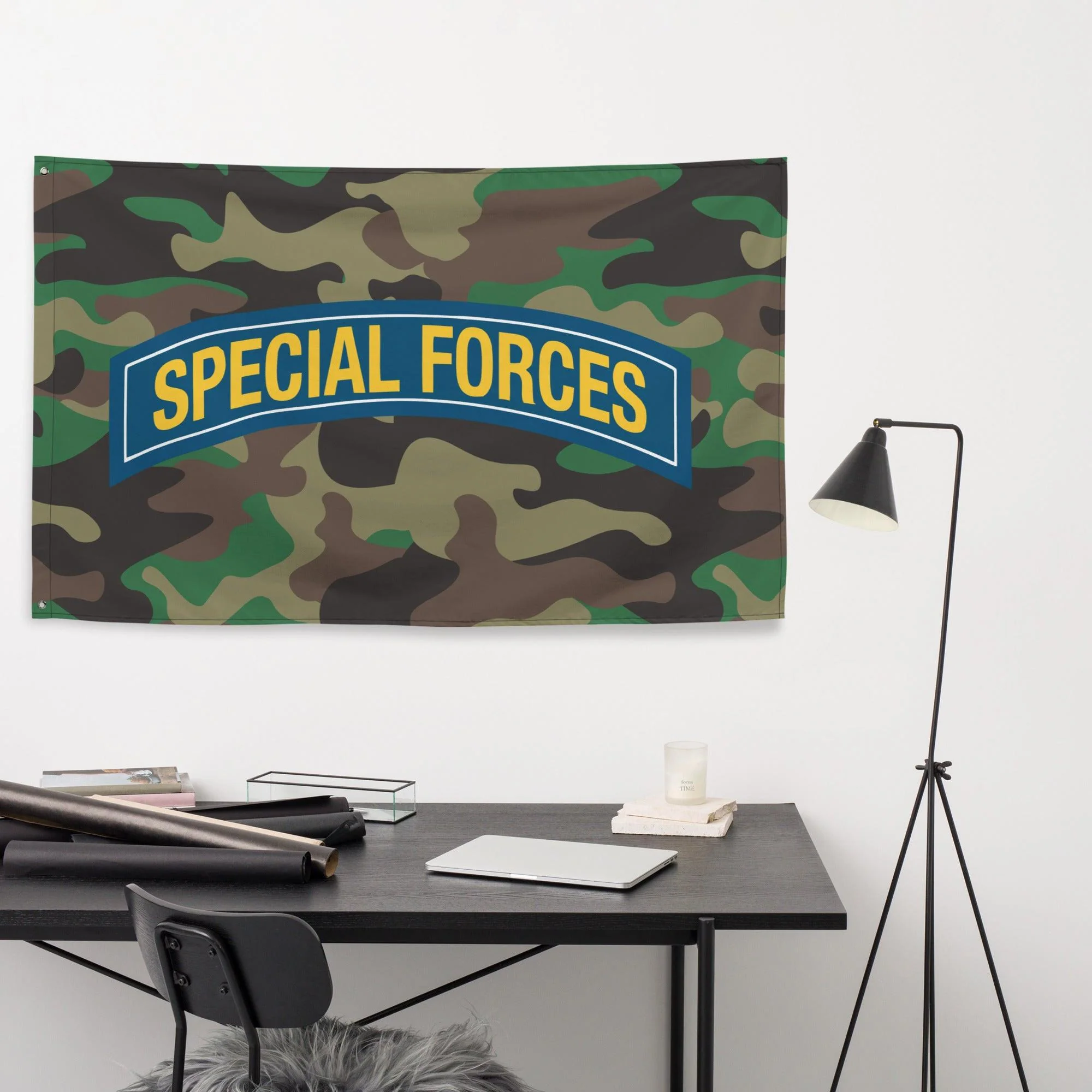 U.S. Army Special Forces Tab Woodland Camo Flag - Image 2