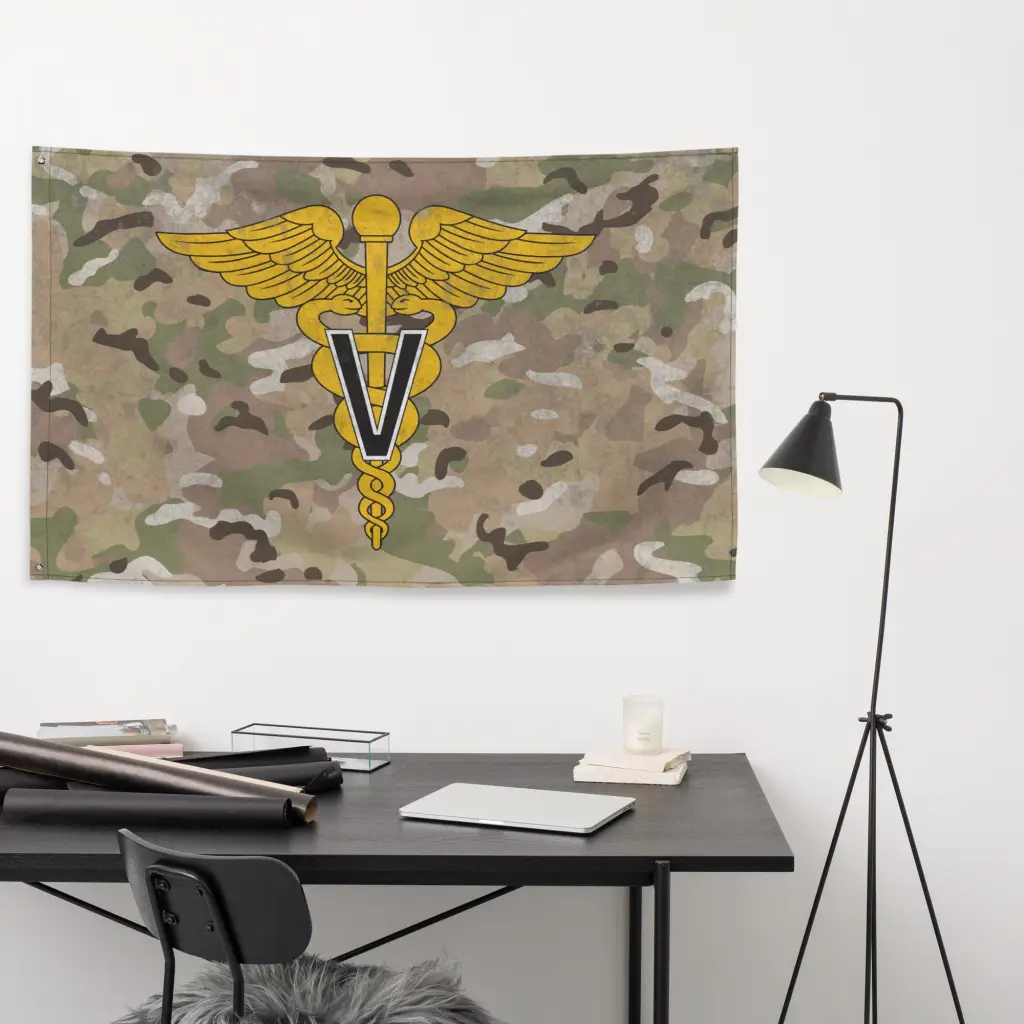 U.S. Army Veterinary Corps Emblem OCP Camo Indoor Wall Flag - Image 4