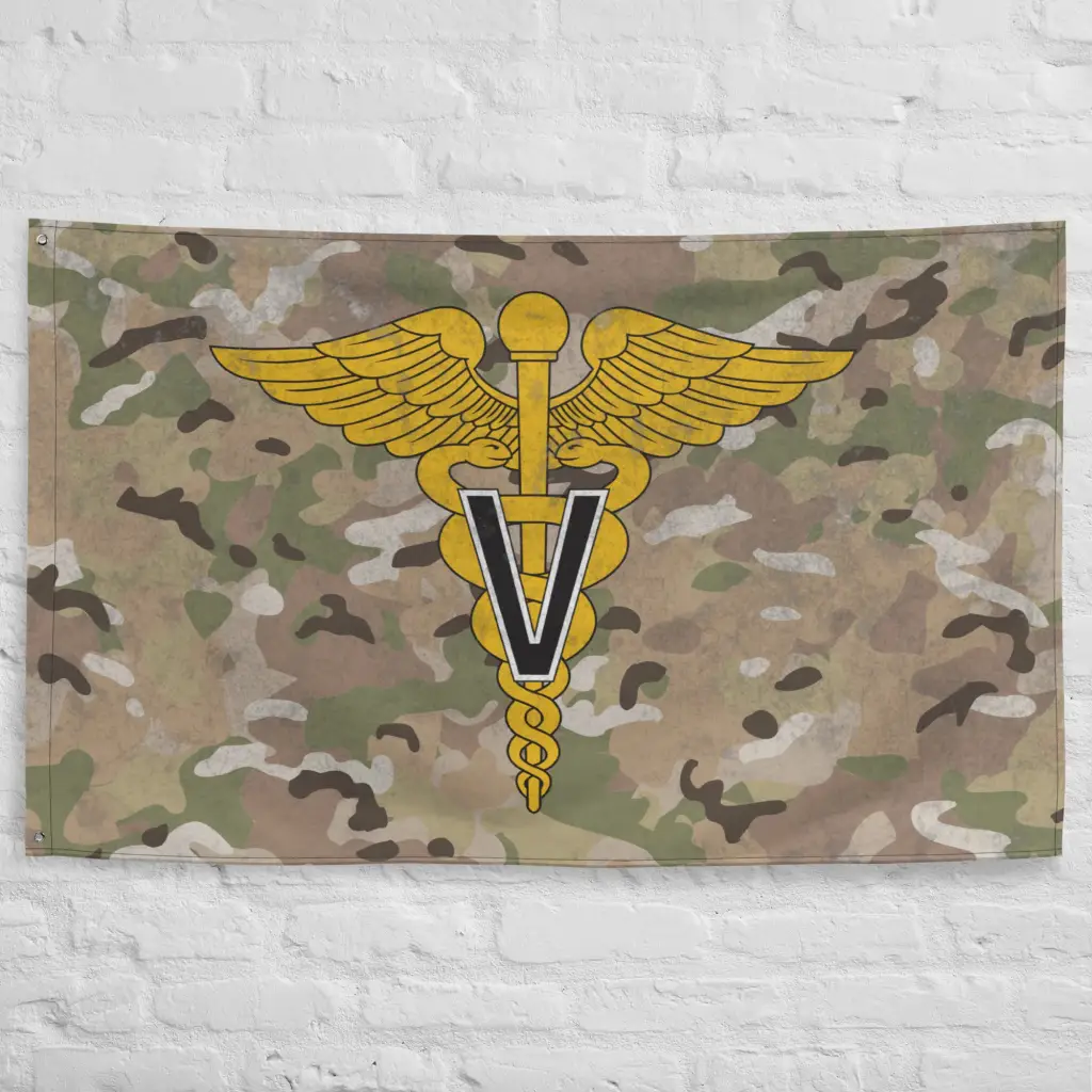 U.S. Army Veterinary Corps Emblem OCP Camo Indoor Wall Flag - Image 5