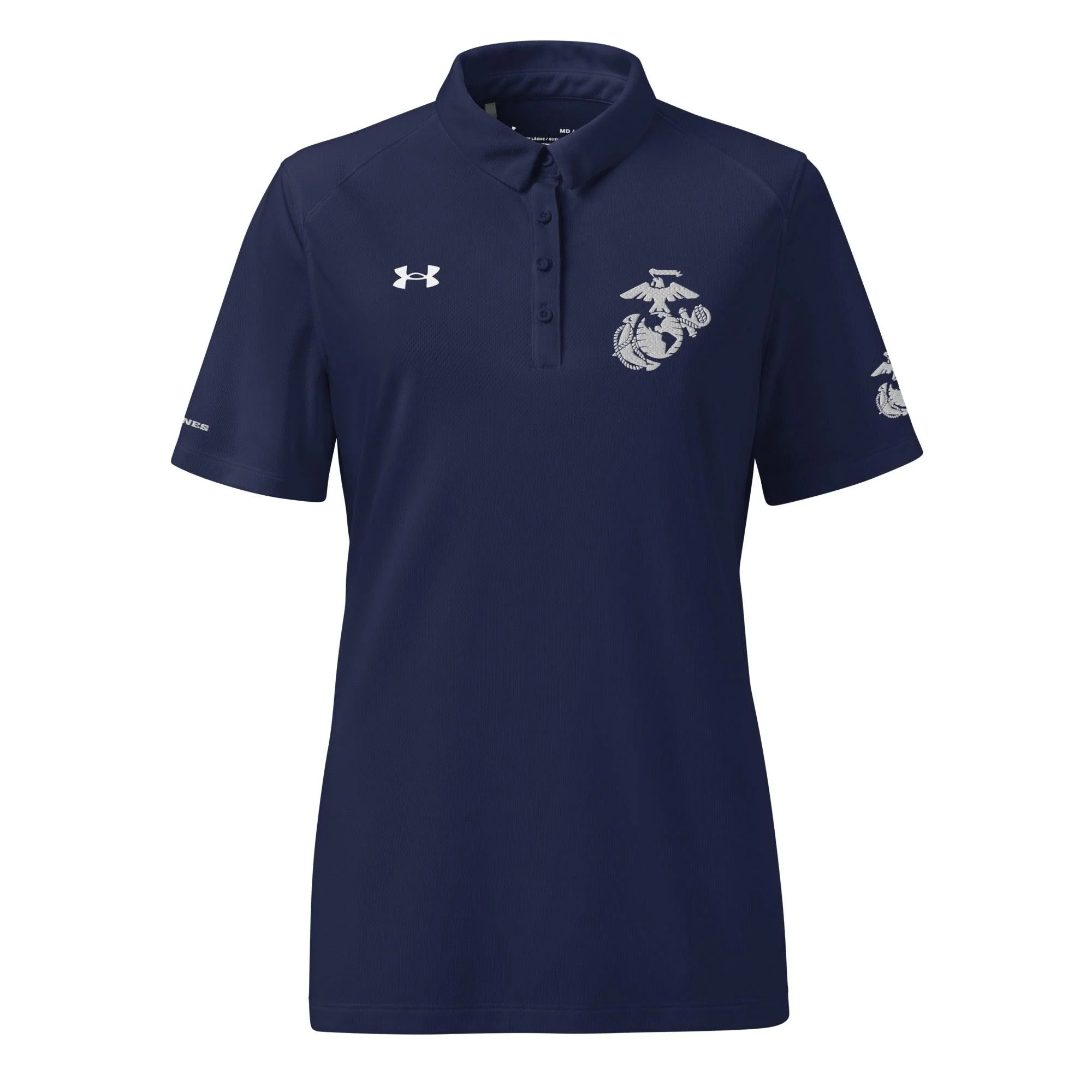 U.S. Marine Corps White EGA Embroidered Under Armour® Women's Polo - Image 5