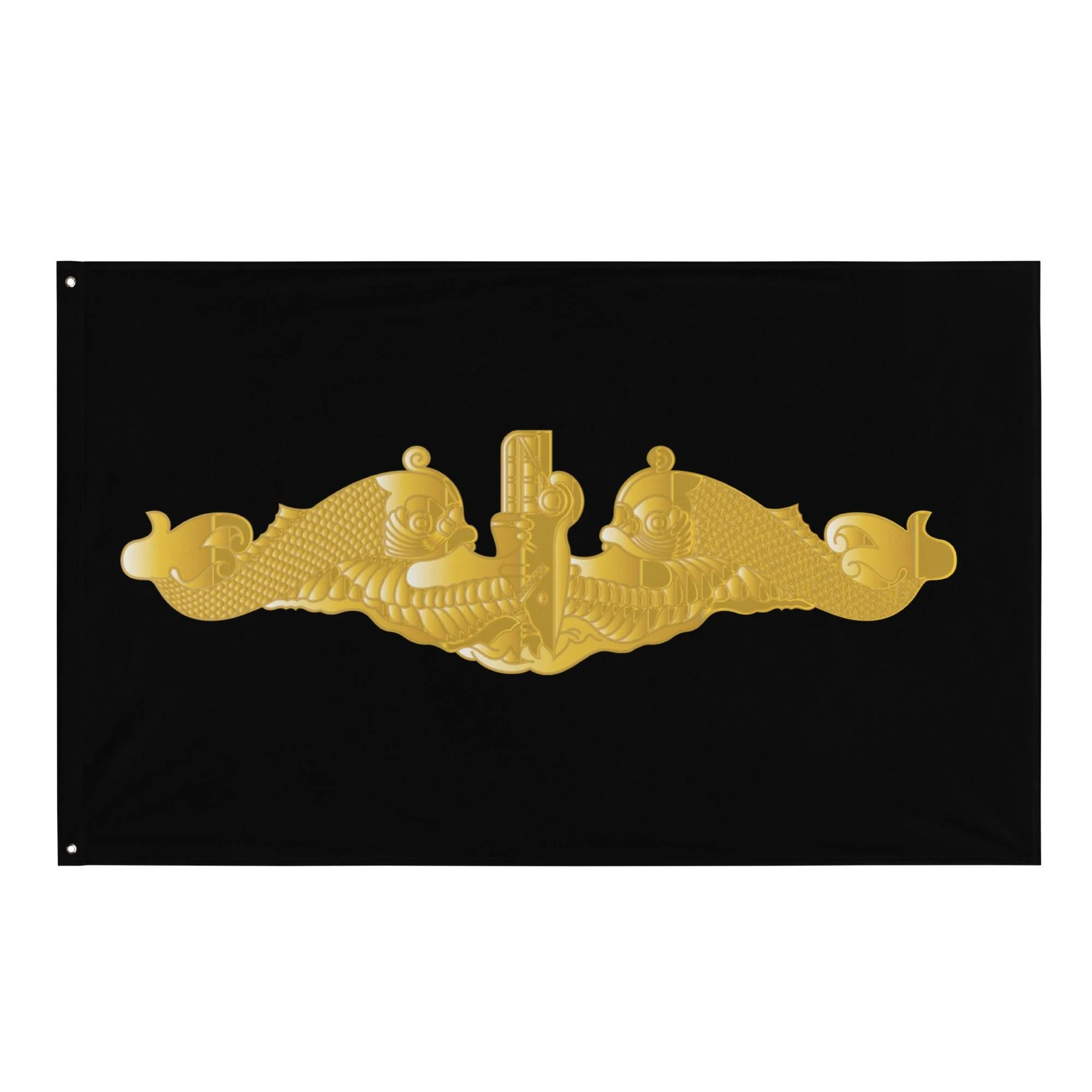 U.S. Navy Gold Submarine Dolphins Indoor Wall Flag