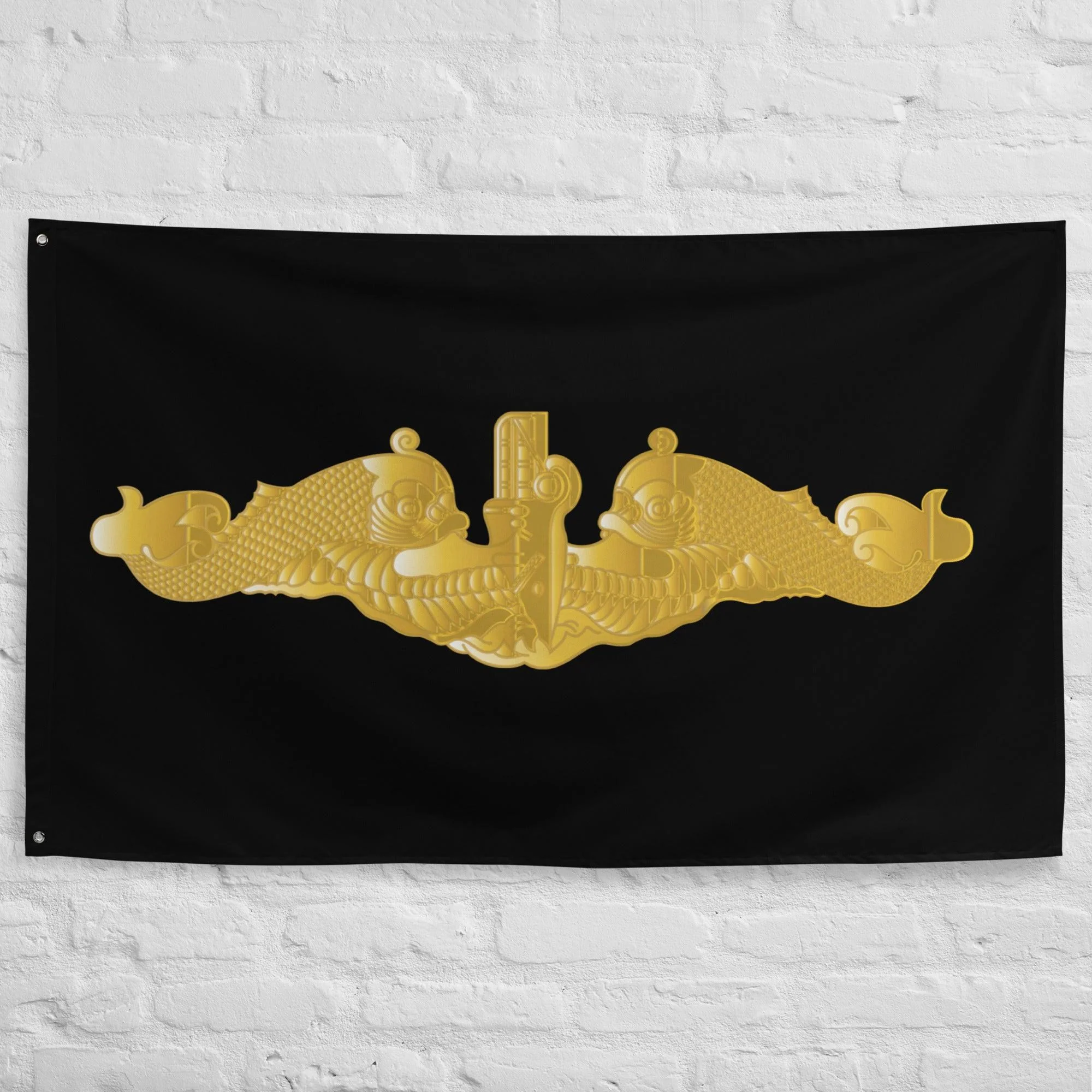 U.S. Navy Gold Submarine Dolphins Indoor Wall Flag - Image 2
