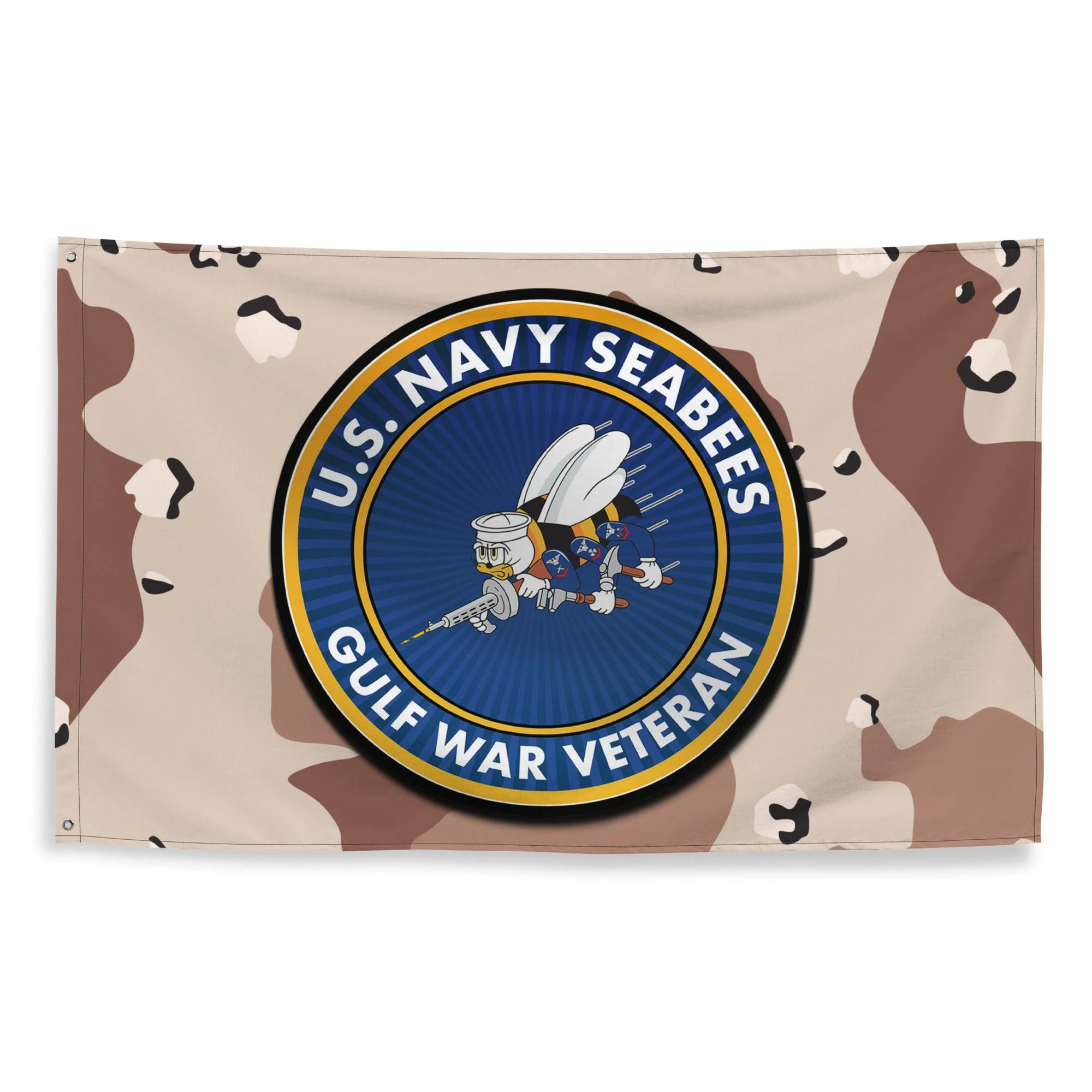 U.S. Navy Seabees Gulf War Veteran Chocolate-Chip Camo Flag - Image 4