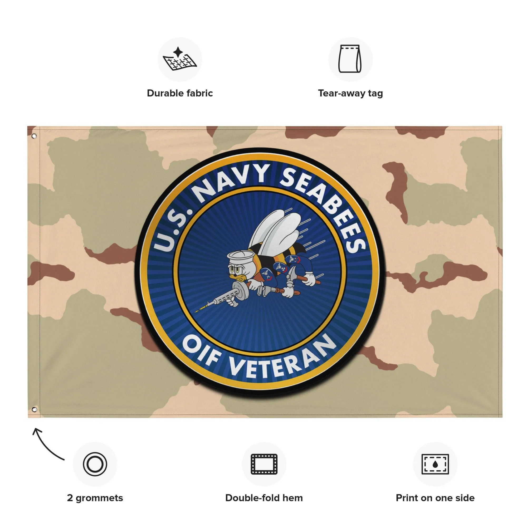 U.S. Navy Seabees OIF Veteran DCU Camo Flag - Image 2