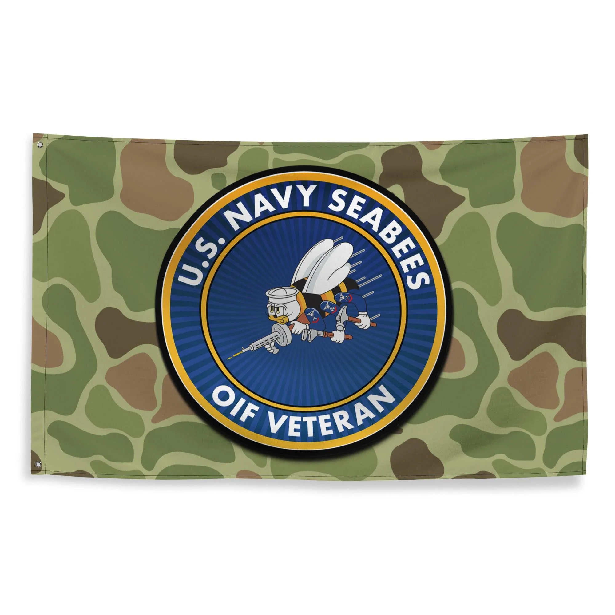 U.S. Navy Seabees OIF Veteran Frogskin Camo Flag - Image 4