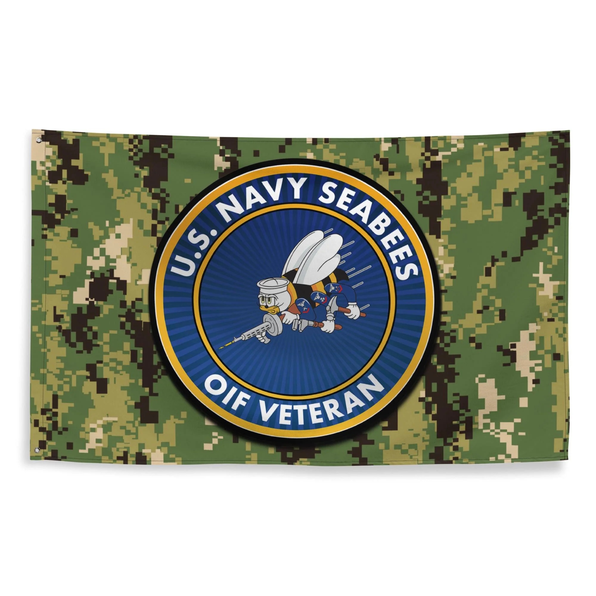 U.S. Navy Seabees OIF Veteran NWU Type III AOR2 Camo Flag - Image 4