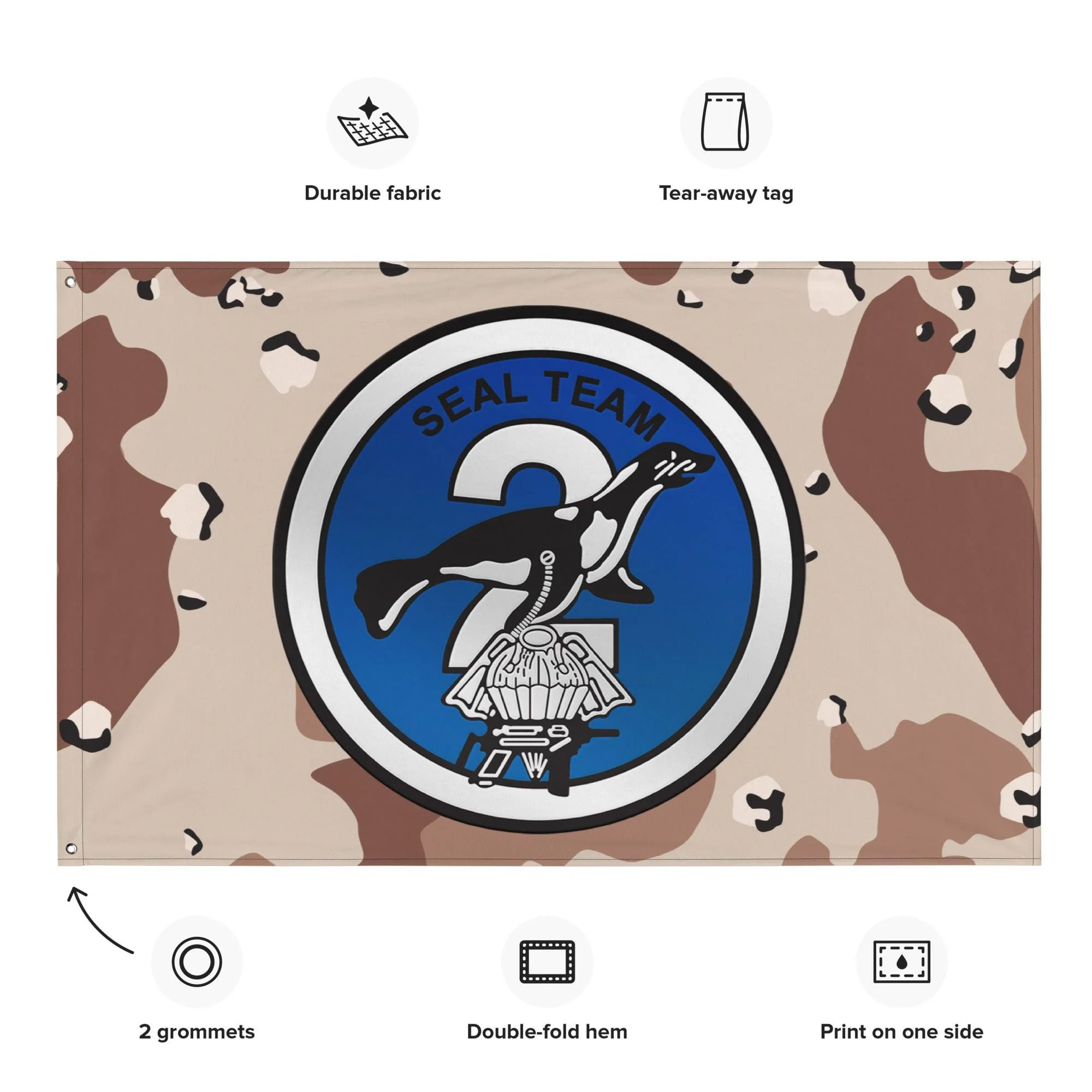 U.S. Navy SEAL Team 2 NSW Chocolate-Chip Camo Flag - Image 2