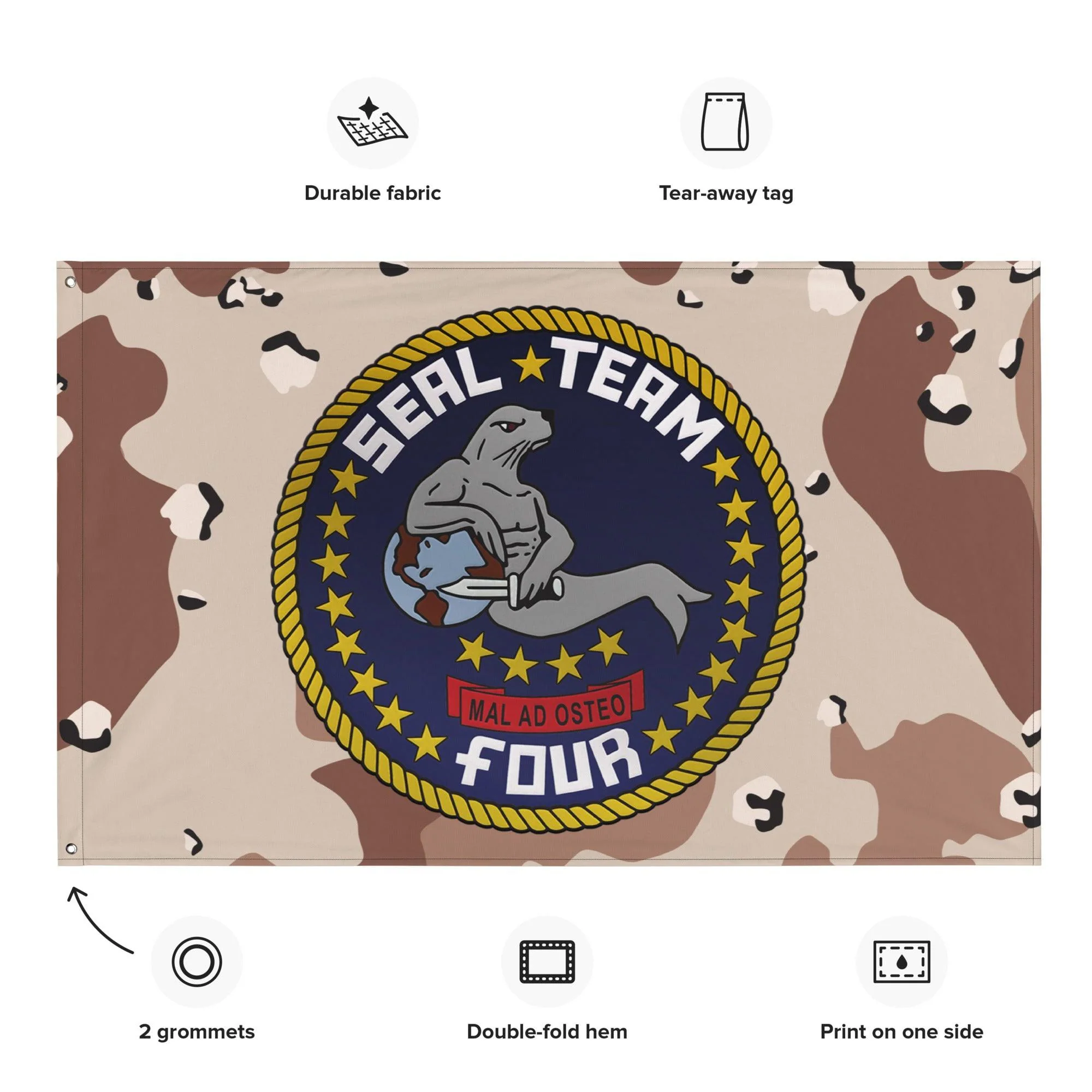 U.S. Navy SEAL Team 4 NSW Chocolate-Chip Camo Flag - Image 2