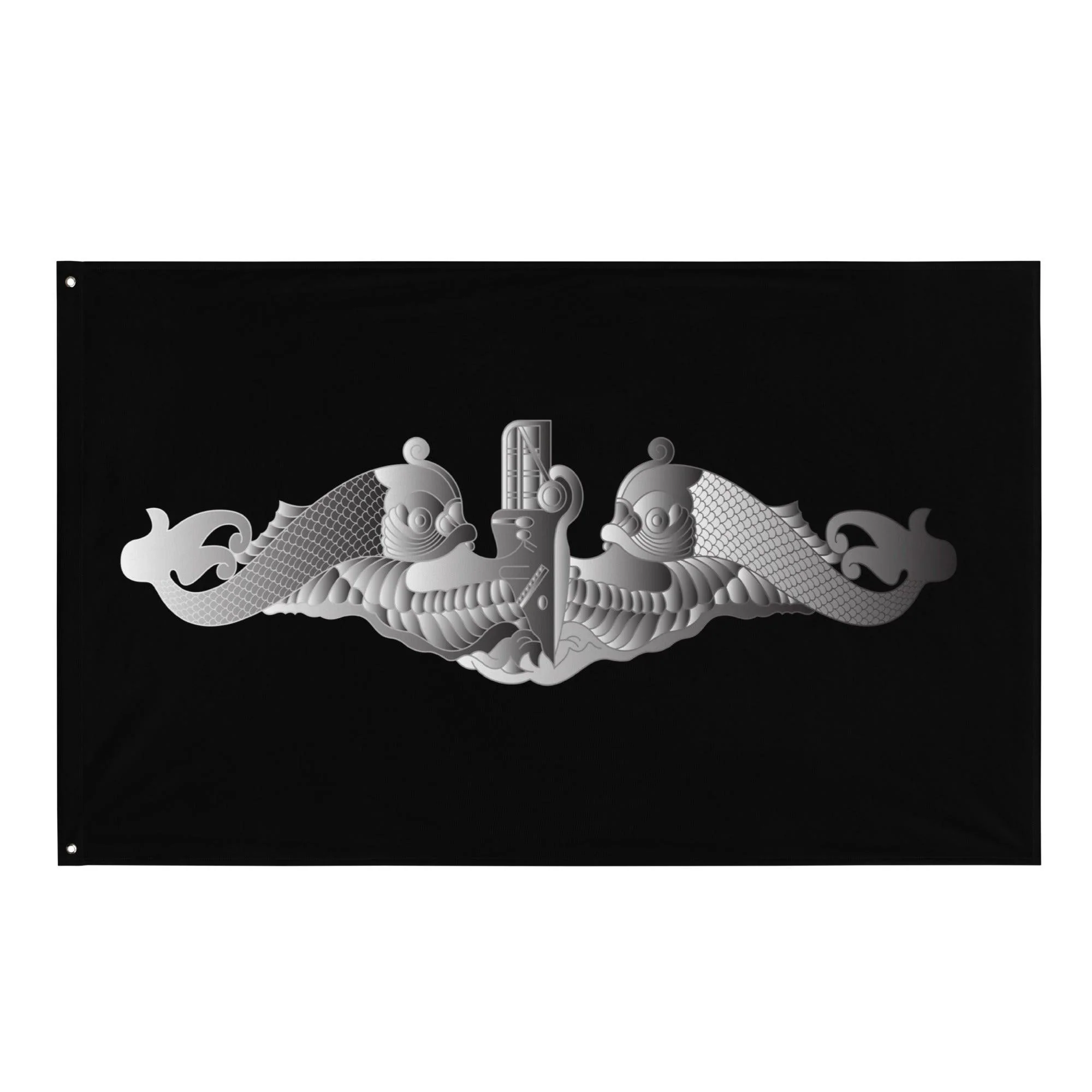 U.S. Navy Silver Submarine Dolphins Indoor Wall Flag