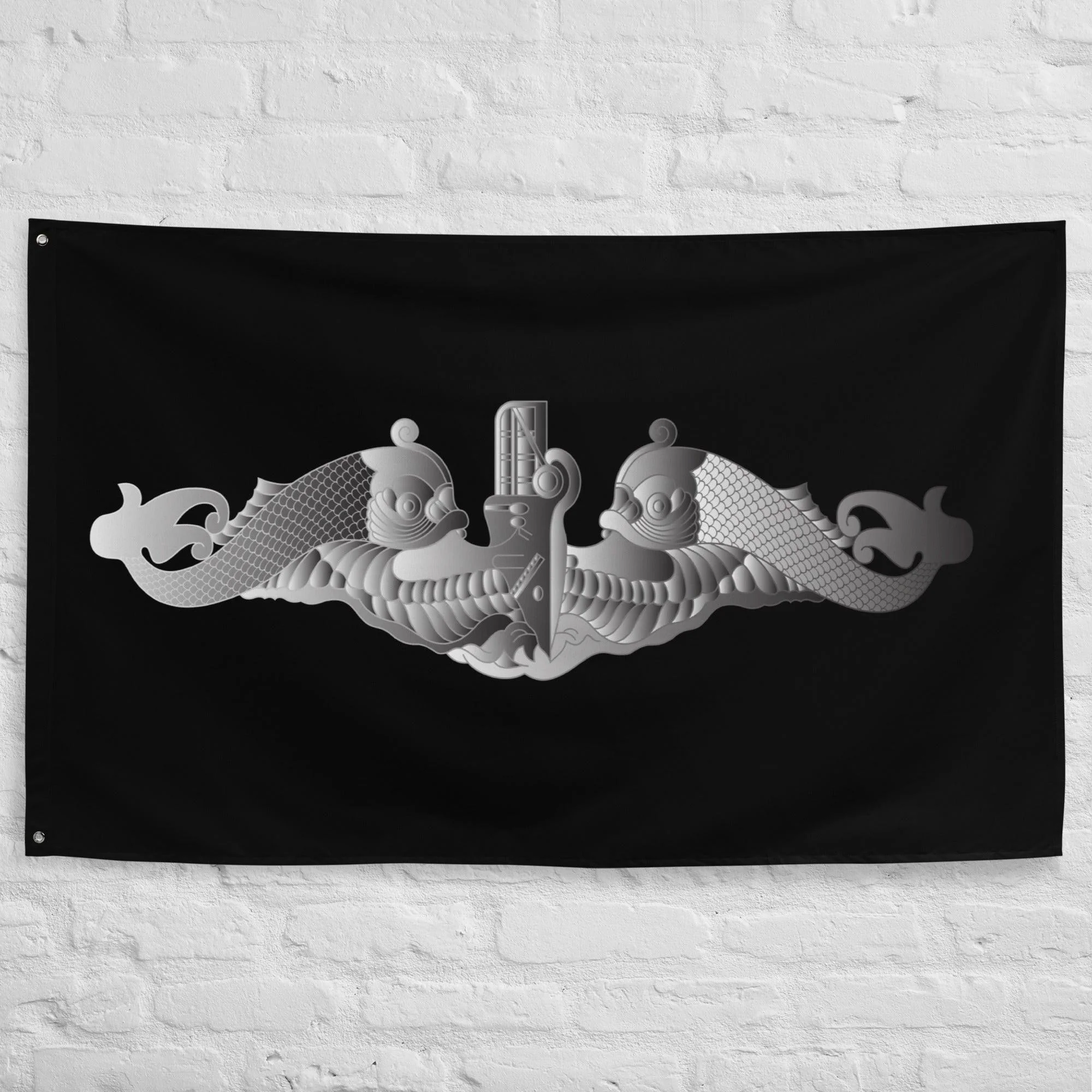 U.S. Navy Silver Submarine Dolphins Indoor Wall Flag - Image 5