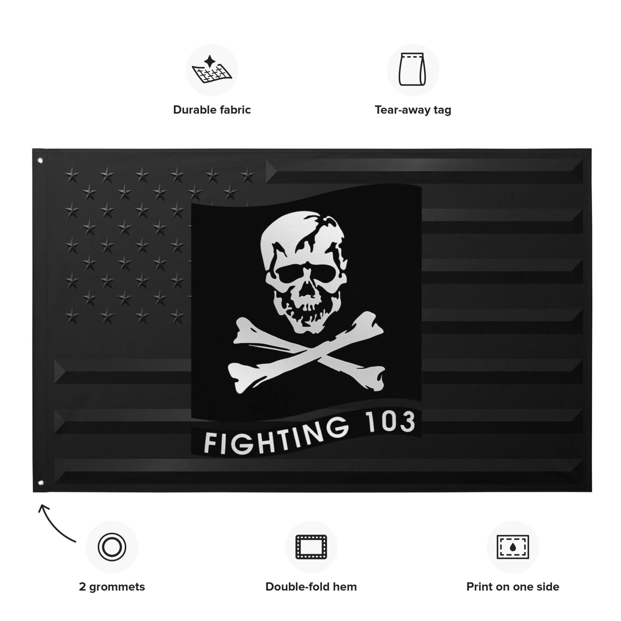 U.S. Navy Strike Fighter Squadron 103 (VFA-103) Black American Flag - Image 2