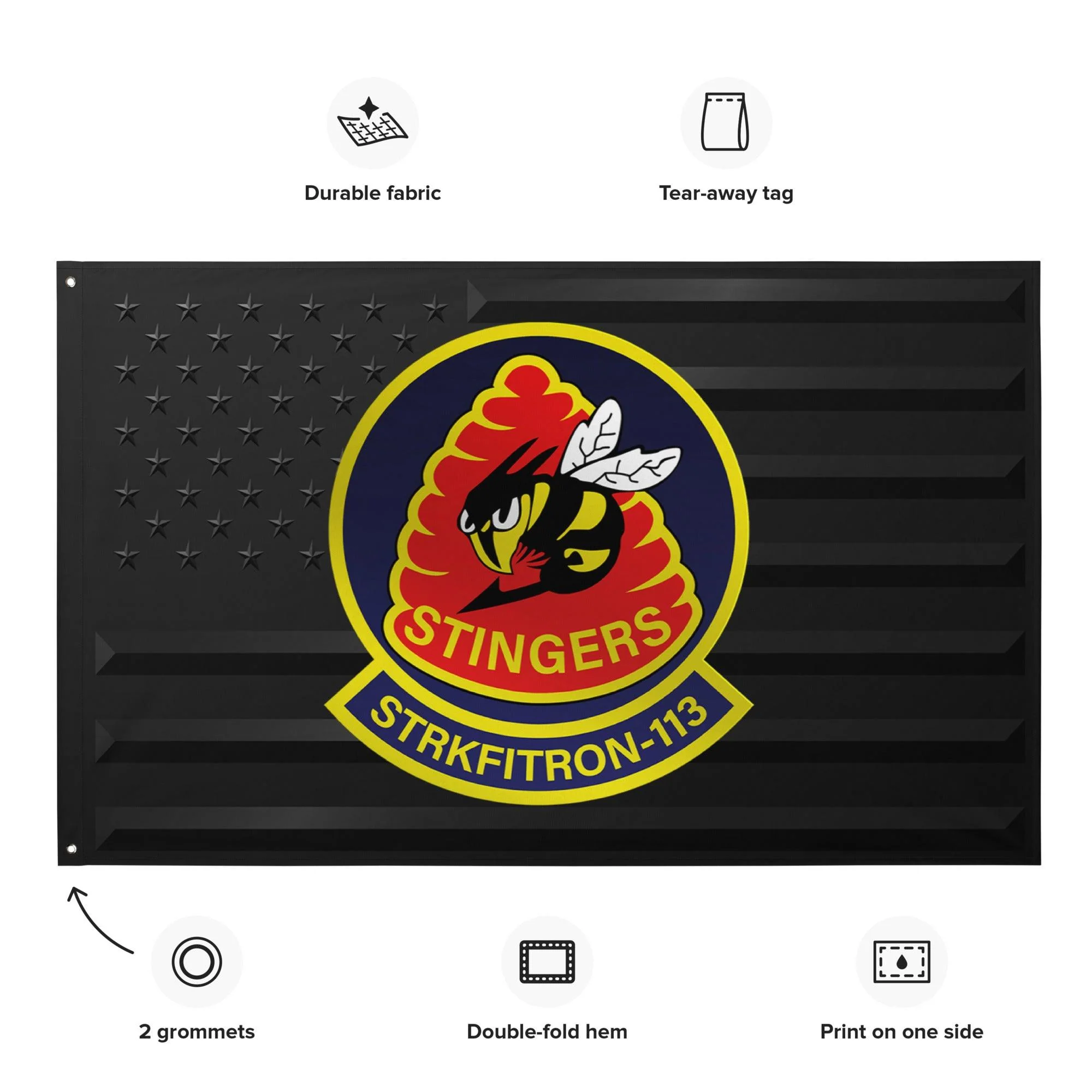 U.S. Navy Strike Fighter Squadron 113 (VFA-113) Black American Flag - Image 2