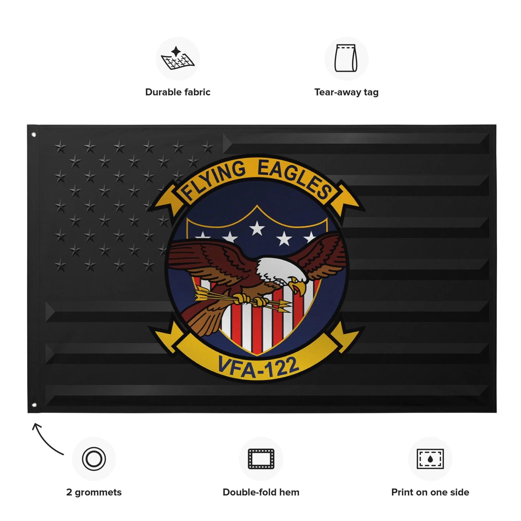 U.S. Navy Strike Fighter Squadron 122 (VFA-122) Black American Flag - Image 2