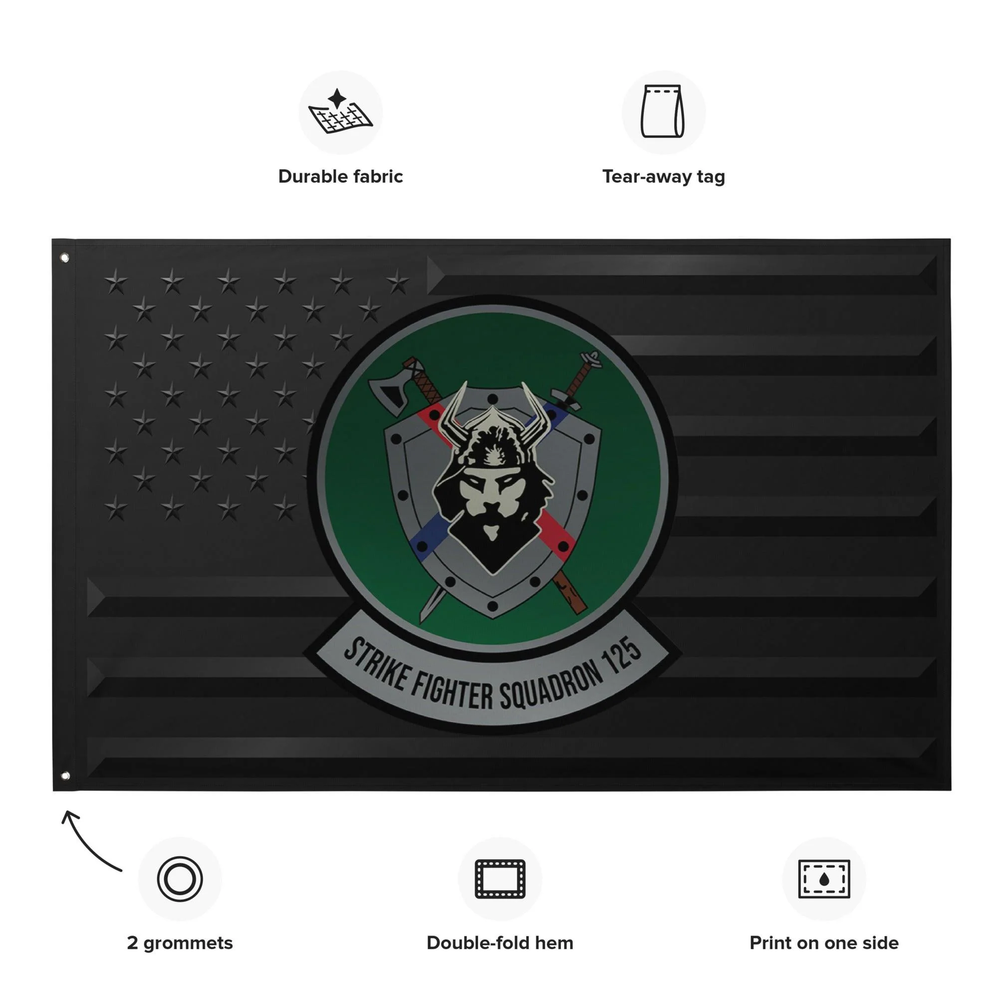 U.S. Navy Strike Fighter Squadron 125 (VFA-125) Black American Flag - Image 2