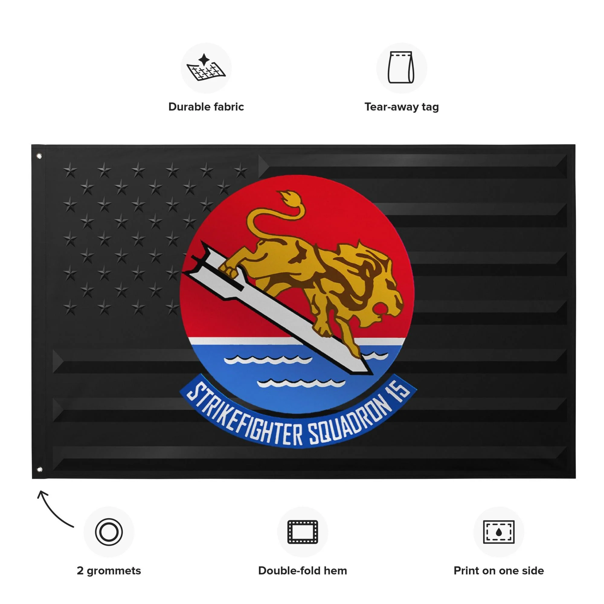 U.S. Navy Strike Fighter Squadron 15 (VFA-15) Black American Flag - Image 2