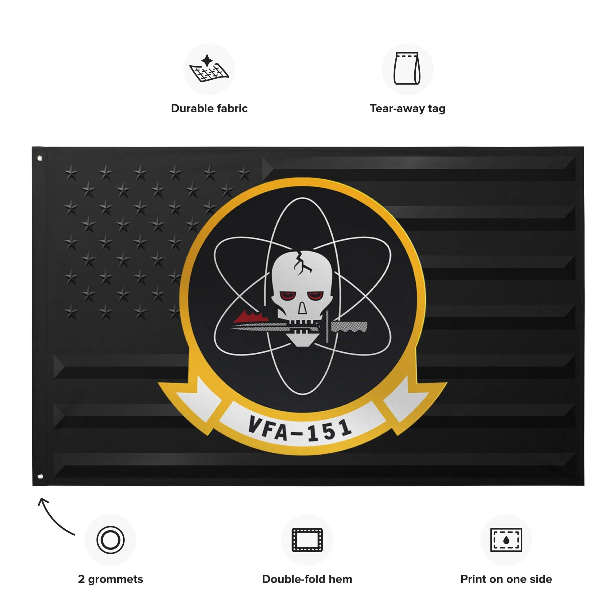 U.S. Navy Strike Fighter Squadron 151 (VFA-151) Black American Flag - Image 2