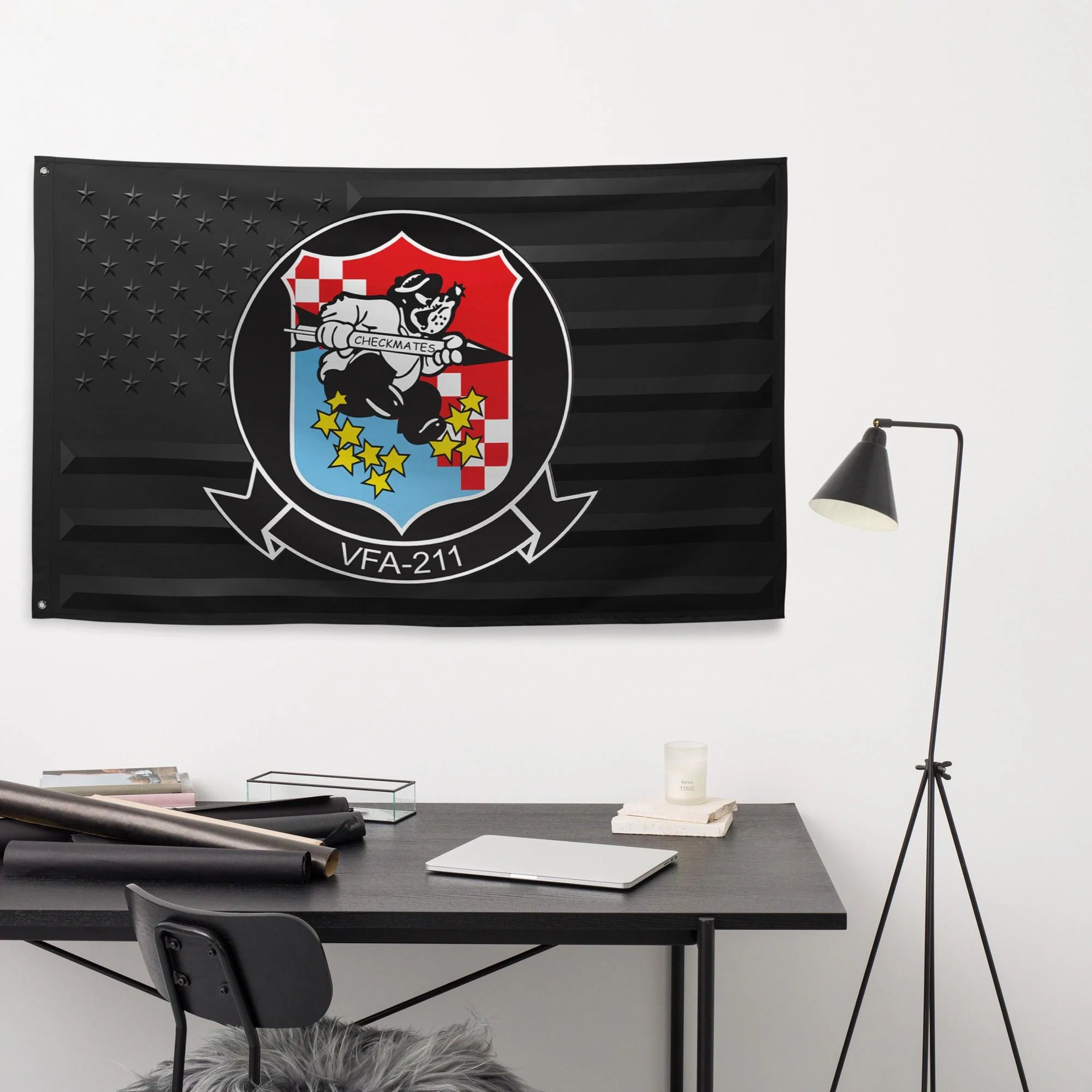 U.S. Navy Strike Fighter Squadron 211 (VFA-211) Black American Flag - Image 3