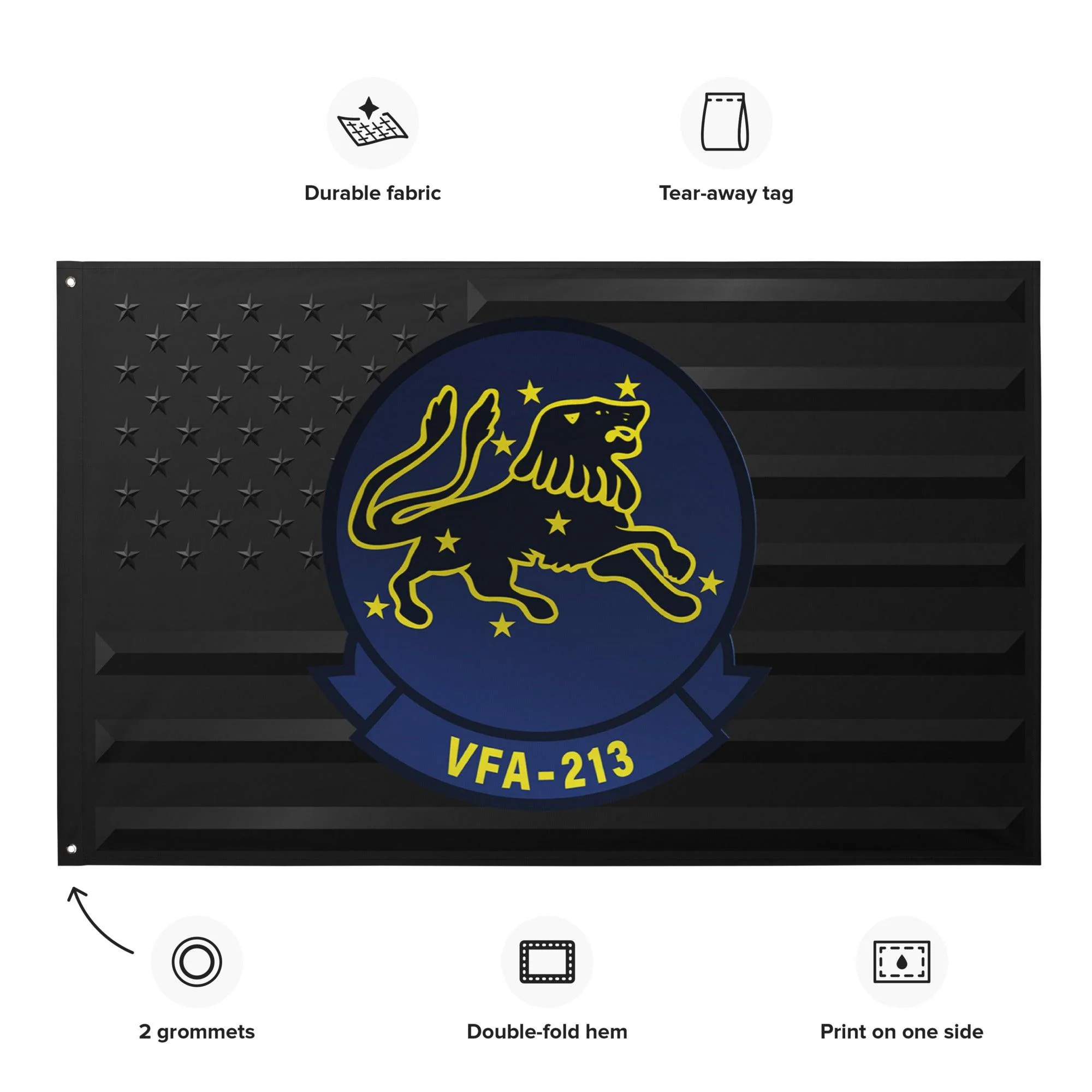 U.S. Navy Strike Fighter Squadron 213 (VFA-213) Black American Flag - Image 2