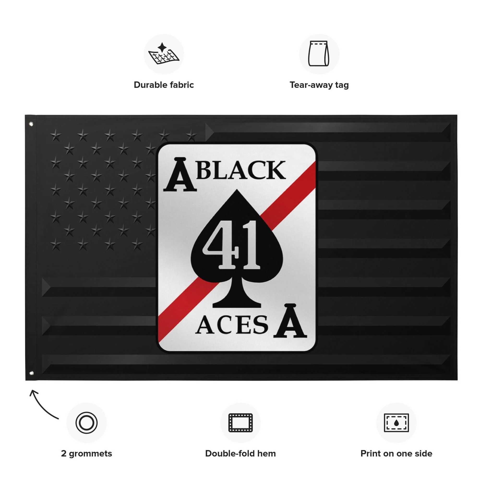 U.S. Navy Strike Fighter Squadron 41 (VFA-41) Black American Flag - Image 2