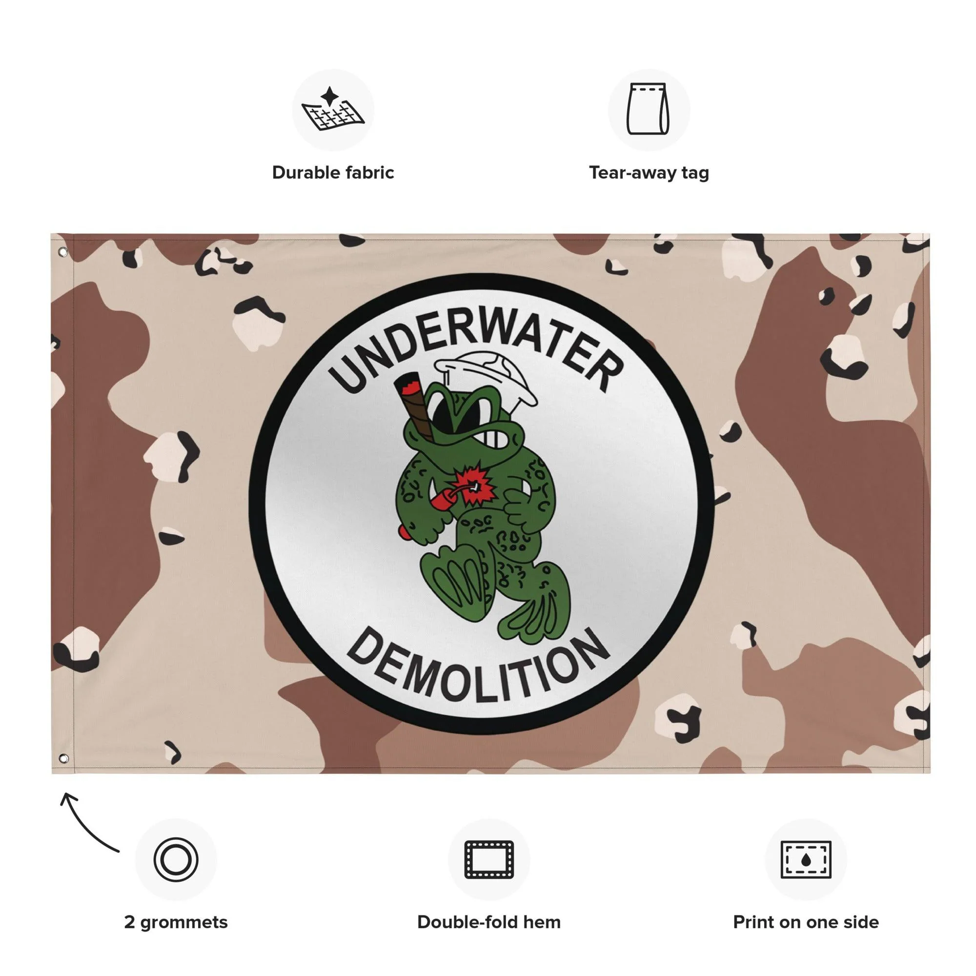 U.S. Navy Underwater Demolition UDT Chocolate Chip Camo Flag - Image 2