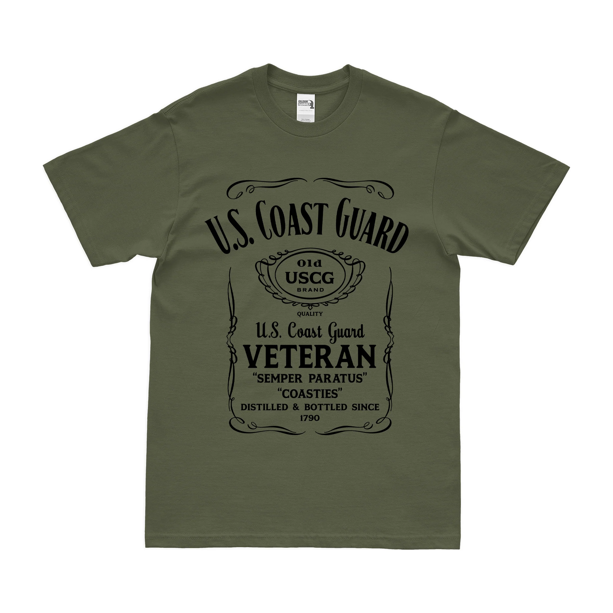 U.S. Coast Guard (USCG) Veteran Whiskey Label T-Shirt - Image 2