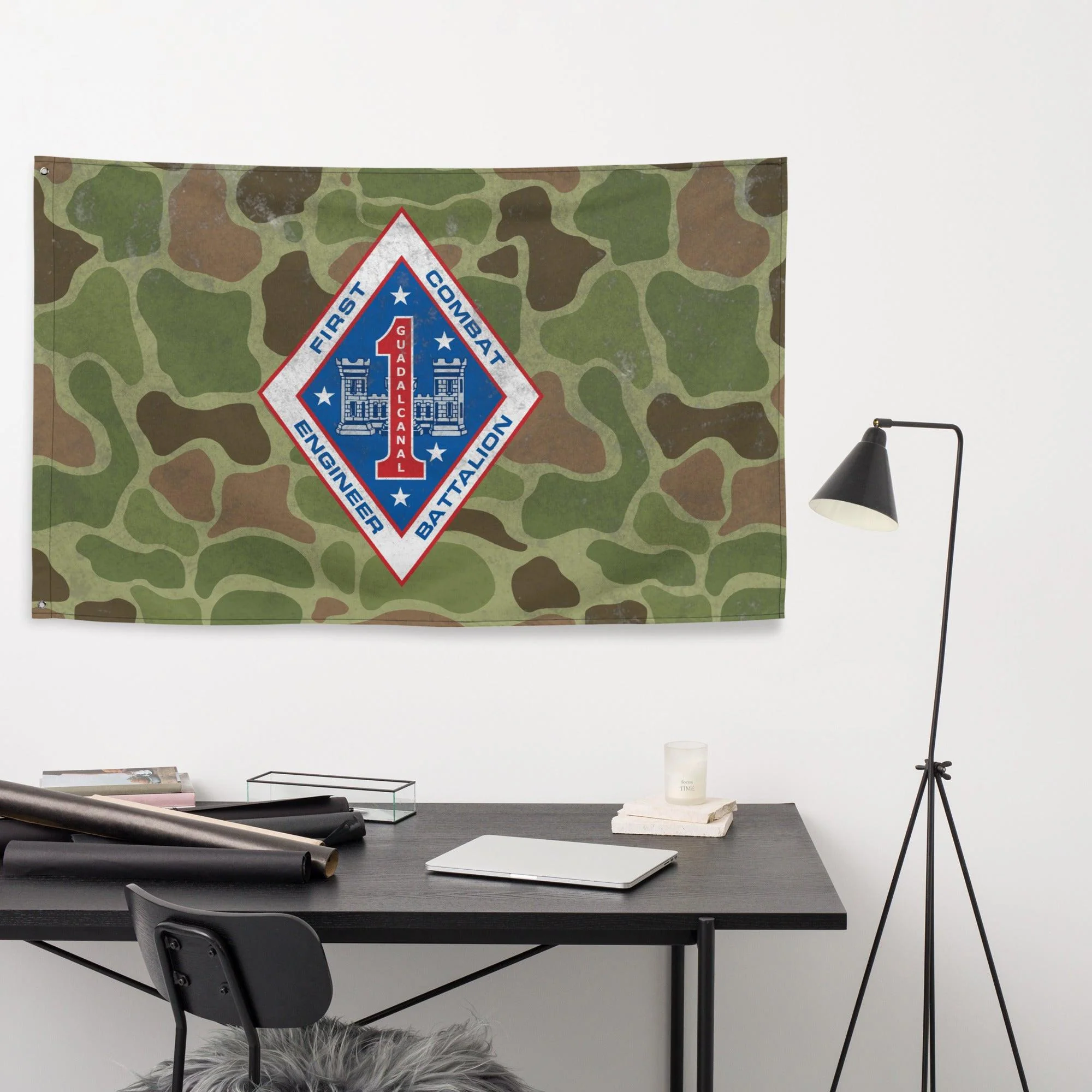 USMC 1st CEB Frog Skin Camo Indoor Wall Flag - Image 2