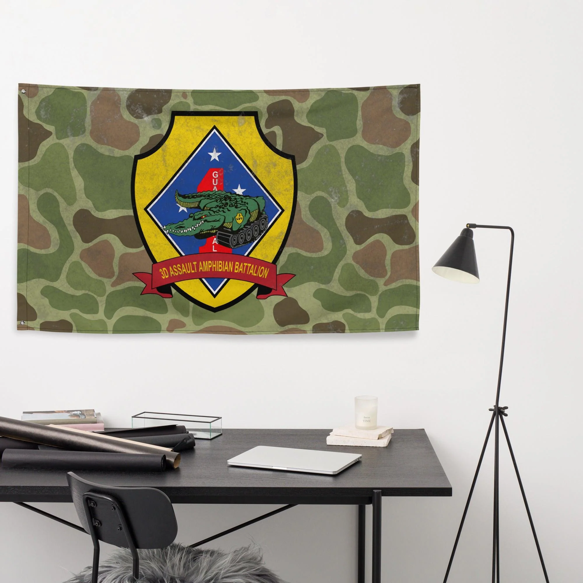 USMC 3rd AABn Frog Skin Camo Indoor Wall Flag - Image 2