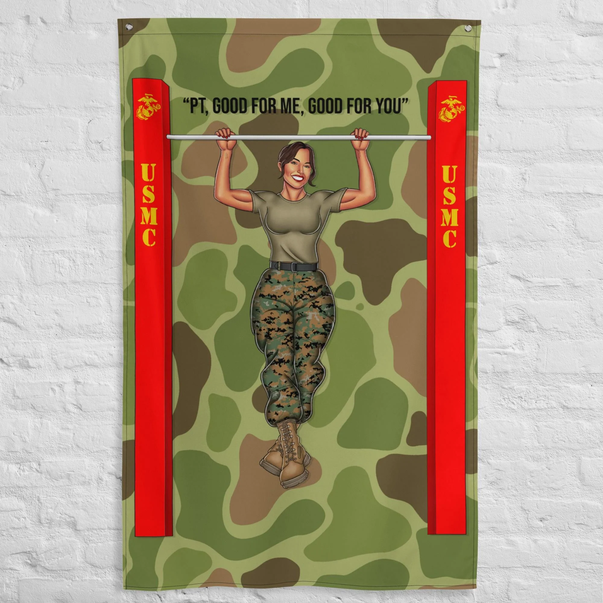 USMC Pin-Up Girl Ari Moto PT Vertical Wall Flag - Image 3