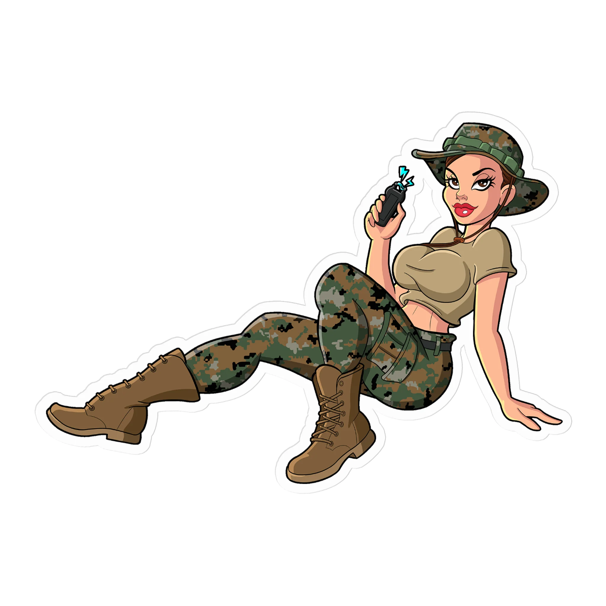 Yesi Pin-Up Girl USMC Taser Vinyl Sticker – 4" x 4"
