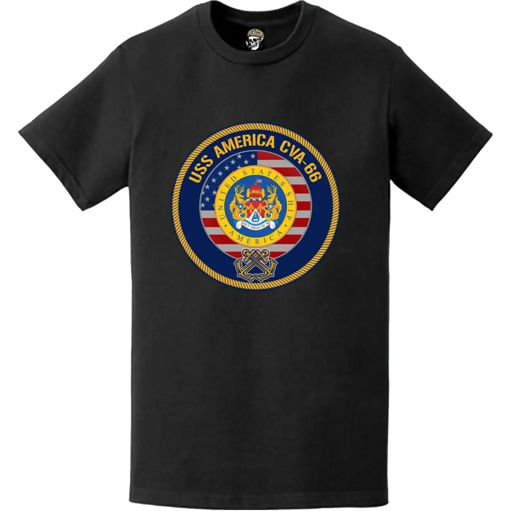 USS America (CVA-66) American Flag Emblem T-Shirt