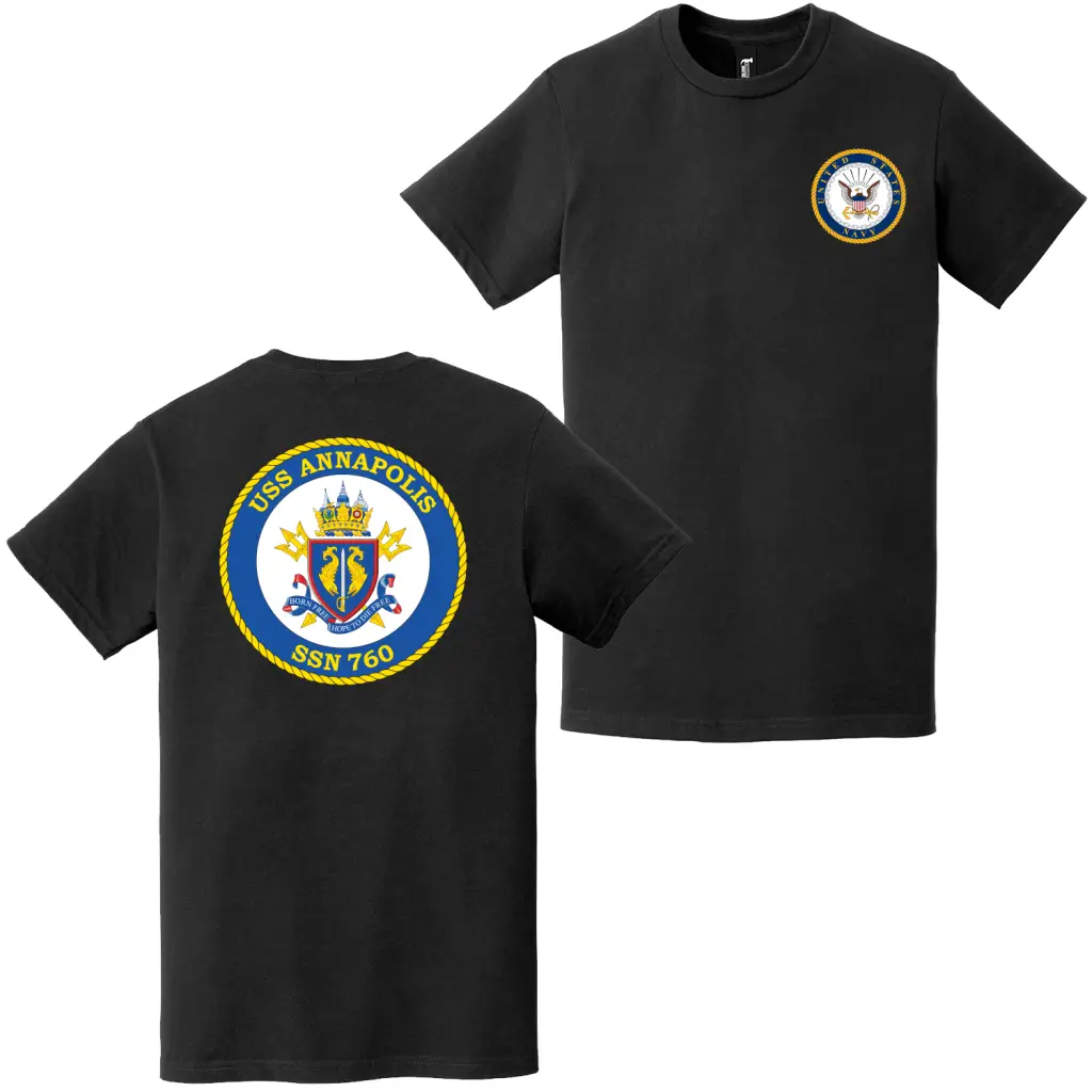 USS Annapolis (SSN-760) Double-Sided Logo T-Shirt