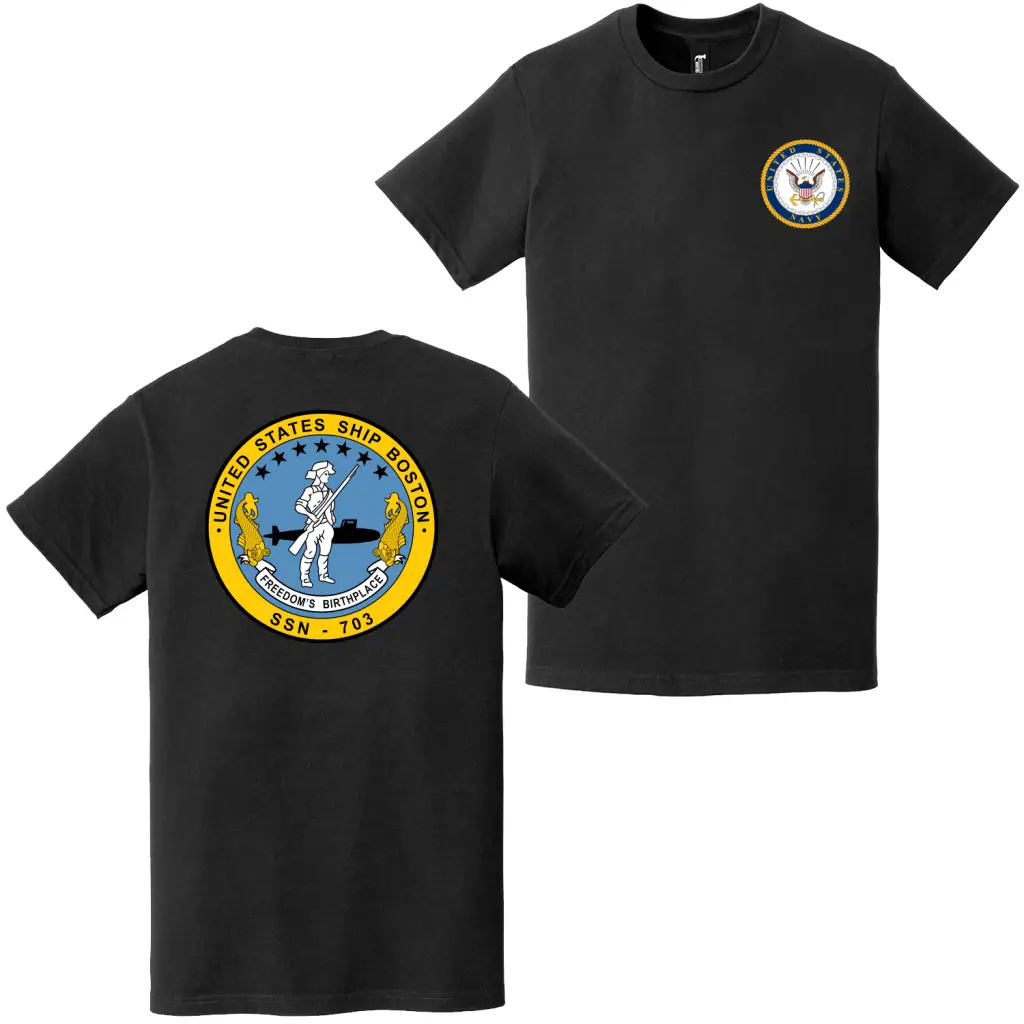USS Boston (SSN-703) Double-Sided Logo T-Shirt