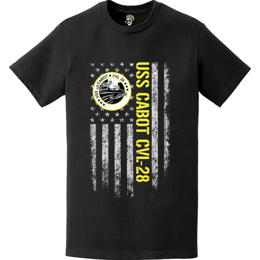 USS Cabot (CVL-28) Patriotic Ship's Crest Logo American Flag T-Shirt