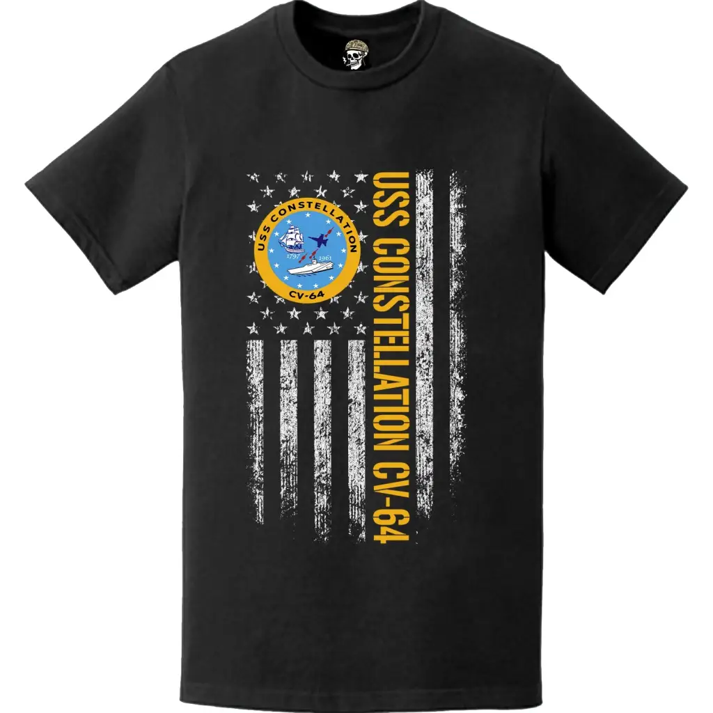 USS Constellation (CV-64) American Flag Logo T-Shirt