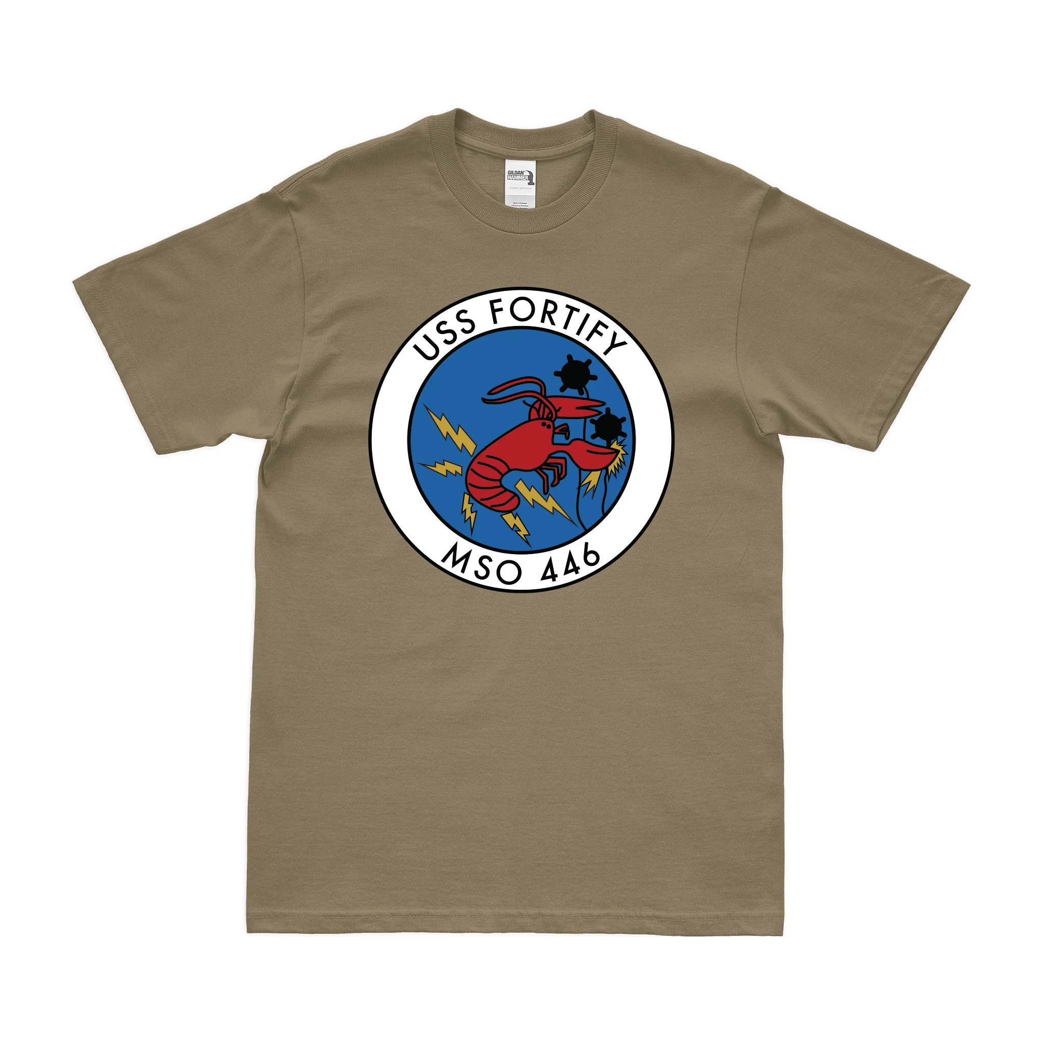 USS Fortify (MSO-446) Logo Emblem T-Shirt - Image 3