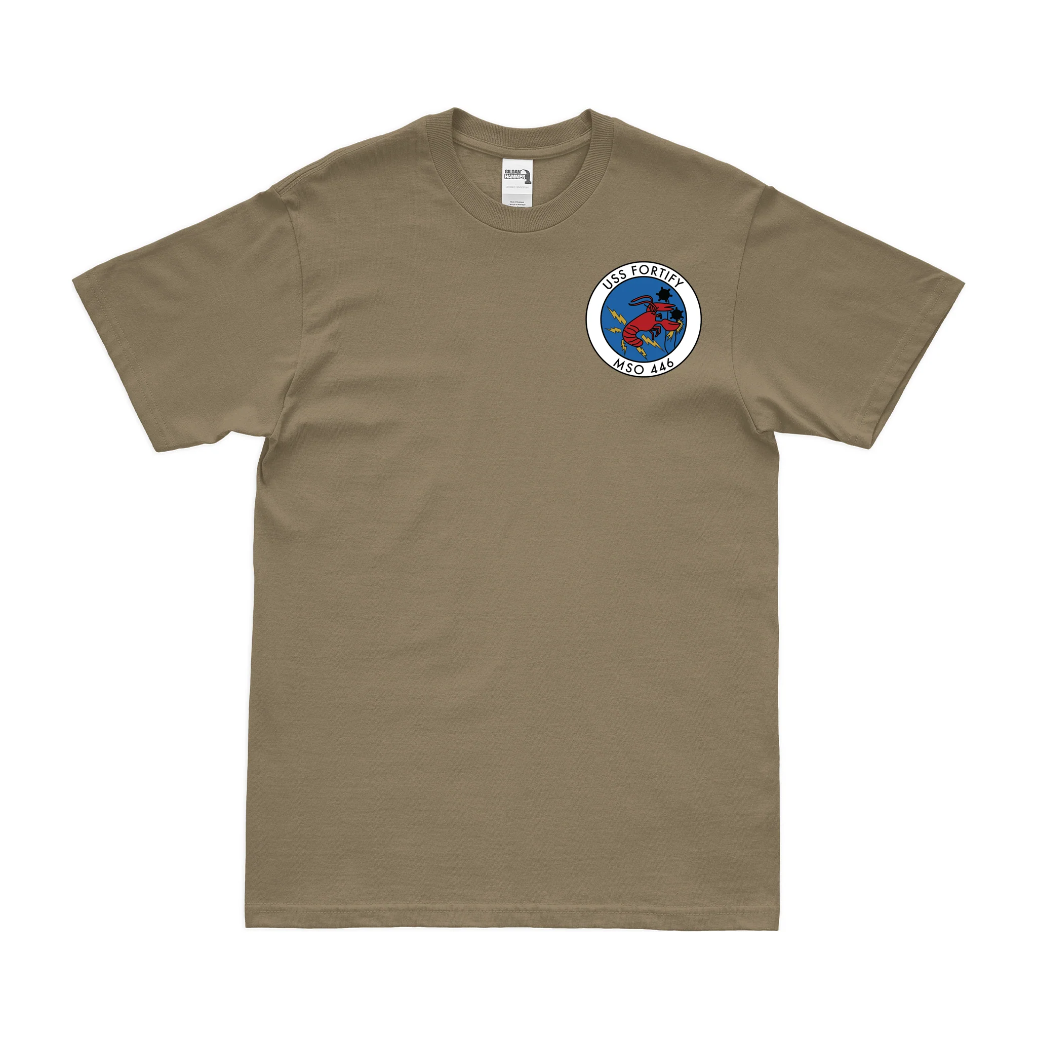 USS Fortify (MSO-446) Logo Left Chest Emblem T-Shirt - Image 3