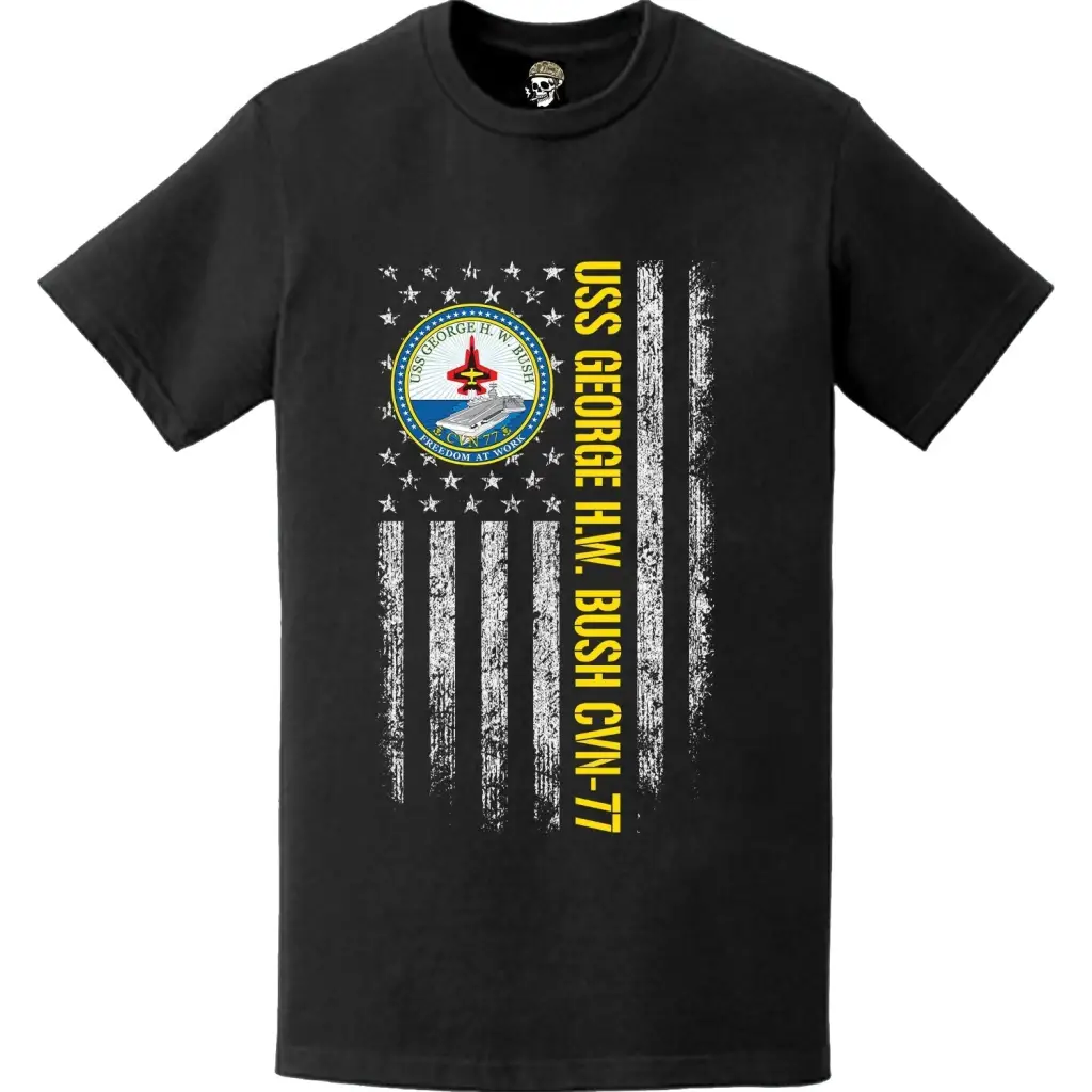 USS George H.W. Bush (CVN-77) American Flag T-Shirt