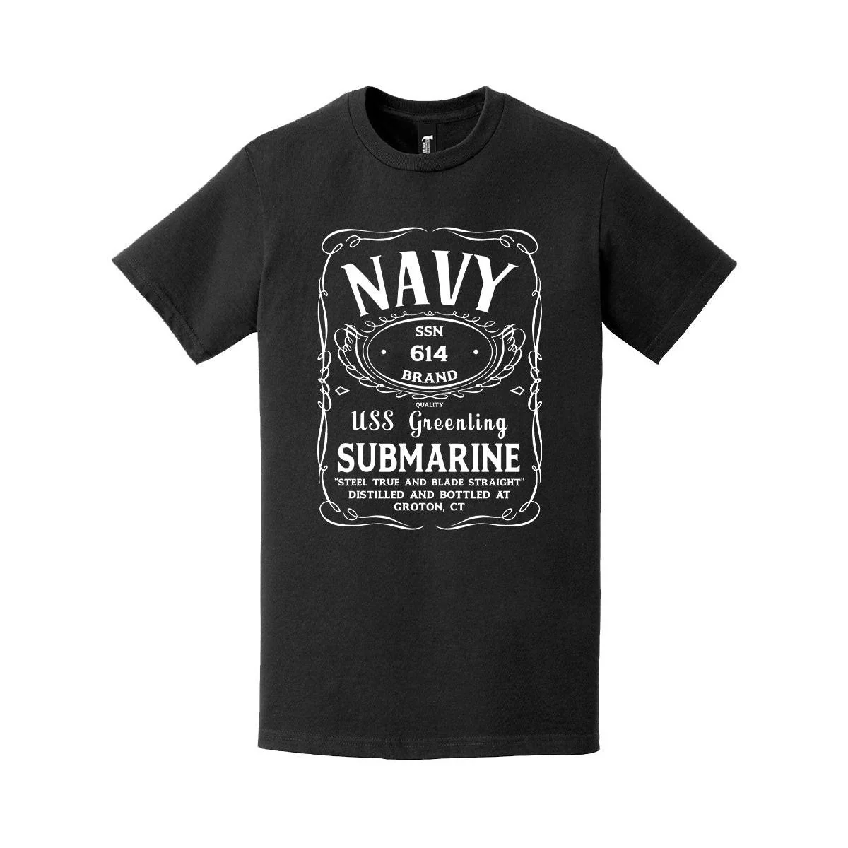 USS Greenling (SSN-614) Whiskey Label Logo T-Shirt
