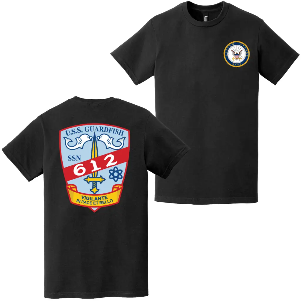 USS Guardfish (SSN-612) Double-Sided Logo T-Shirt