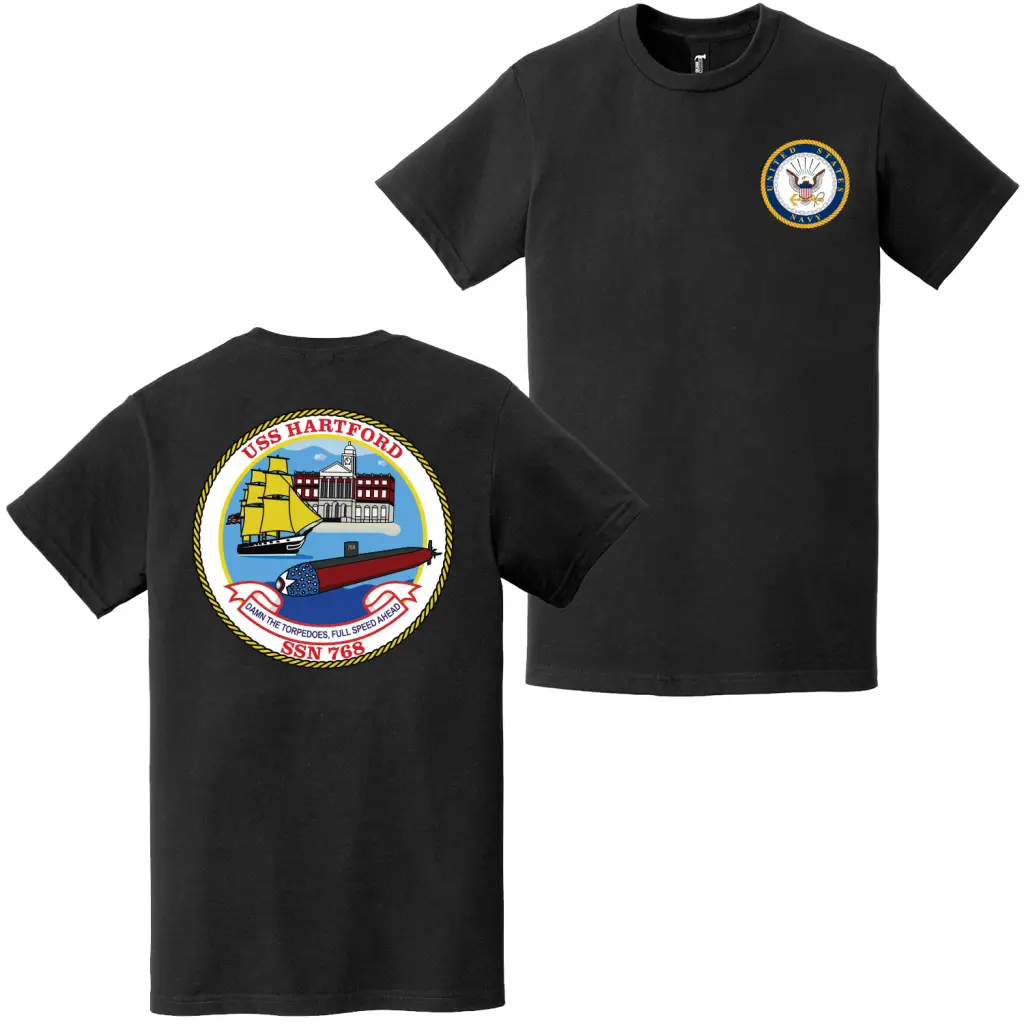 USS Hartford (SSN-768) Double-Sided Logo T-Shirt
