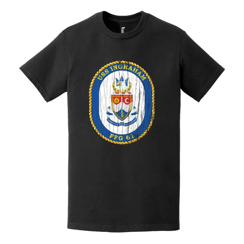 USS Ingraham (FFG-61) Logo Emblem Distressed T-Shirt