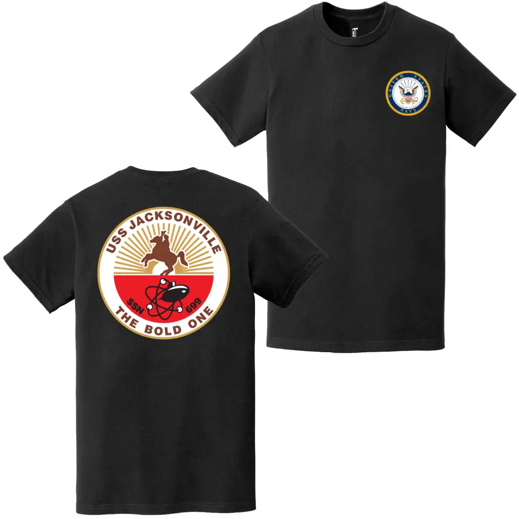 USS Jacksonville (SSN-699) Double-Sided Logo T-Shirt