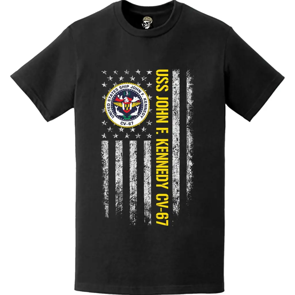 USS John F. Kennedy (CV-67) American Flag T-Shirt