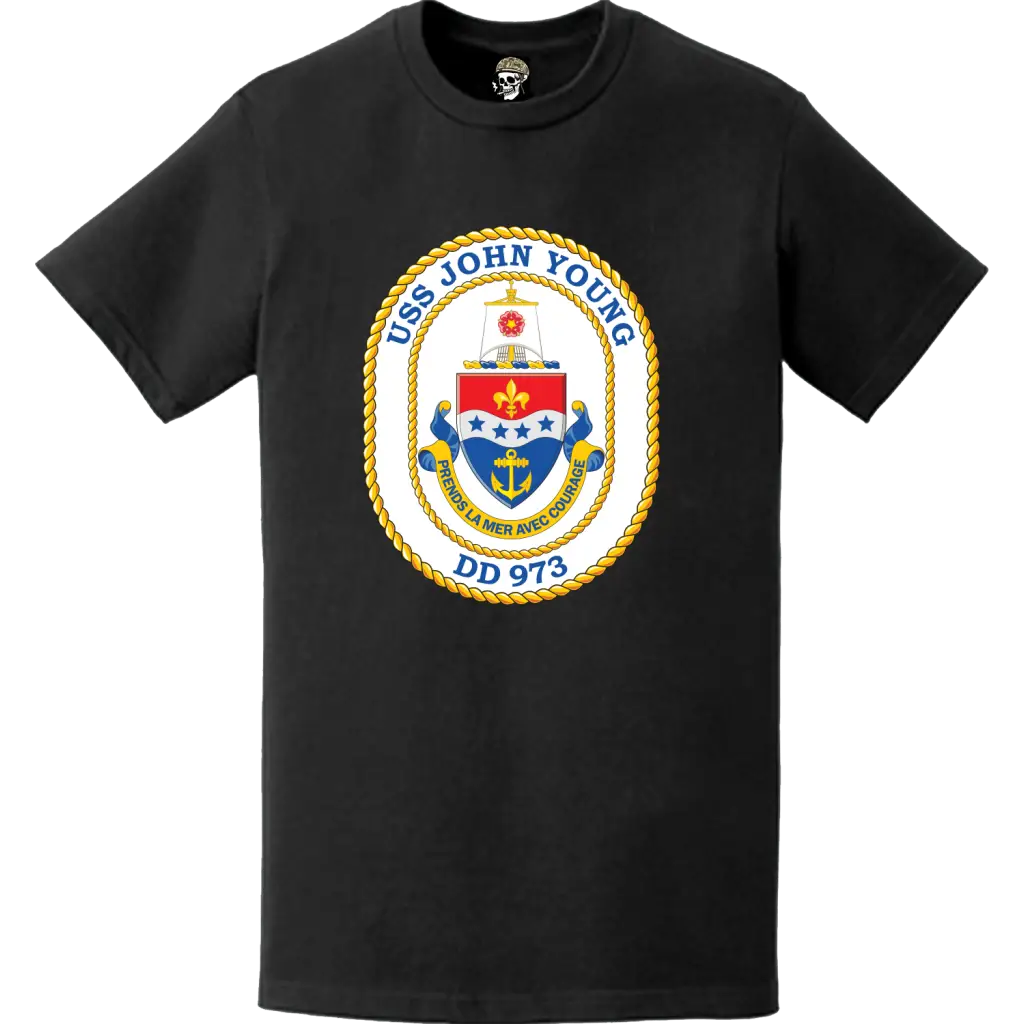 USS John Young (DD-973) Ship's Crest Logo T-Shirt